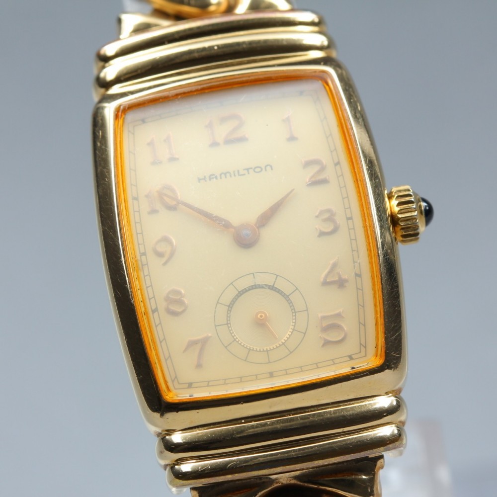 HAMILTON Benton 6198A Gold Small Seconds Rectangular GP Quartz 22mm Ladies Watch