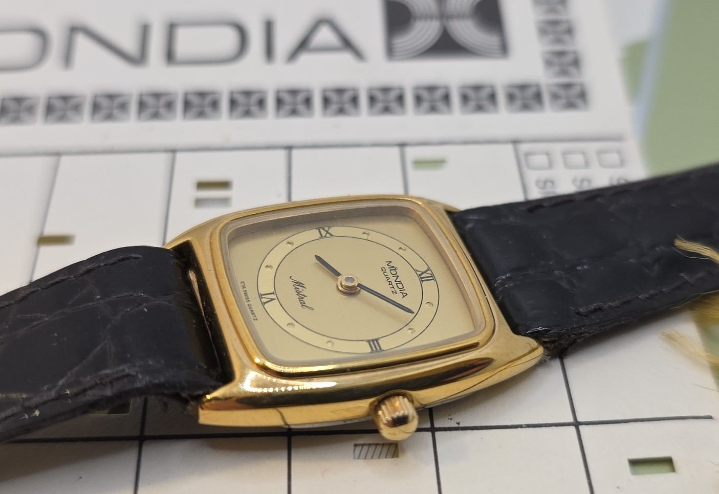 Mondia Mistral By Zenith Quartz Watch 21X21Mm 71100 N.O.S. Yellow Gold Plated