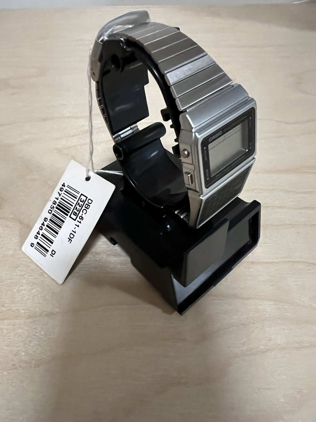 Casio Men’s Retro Vintage Databank Telememo Calculator Silver Watch DBC611-1DF