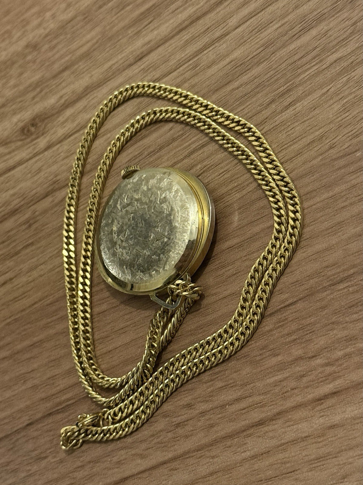 Custom Time Swiss Made Women’s Gold Tone Pendant Necklace Watch 28mm (Untested)