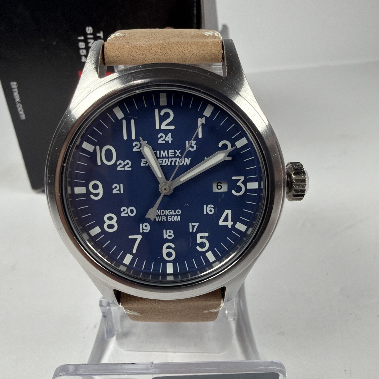 TIMEX EXPEDITION INDIGLO TW4B01800 WR 50M BLUE/BROWN MILITARY FIELD MEN’S WATCH