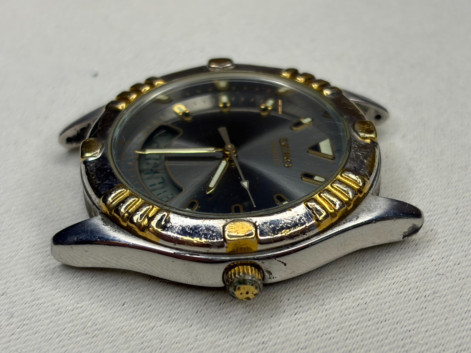 Vintage Seiko H801-7028 Ana-Digi Men’s Chronograph Alarm Watch WORKING Head Only
