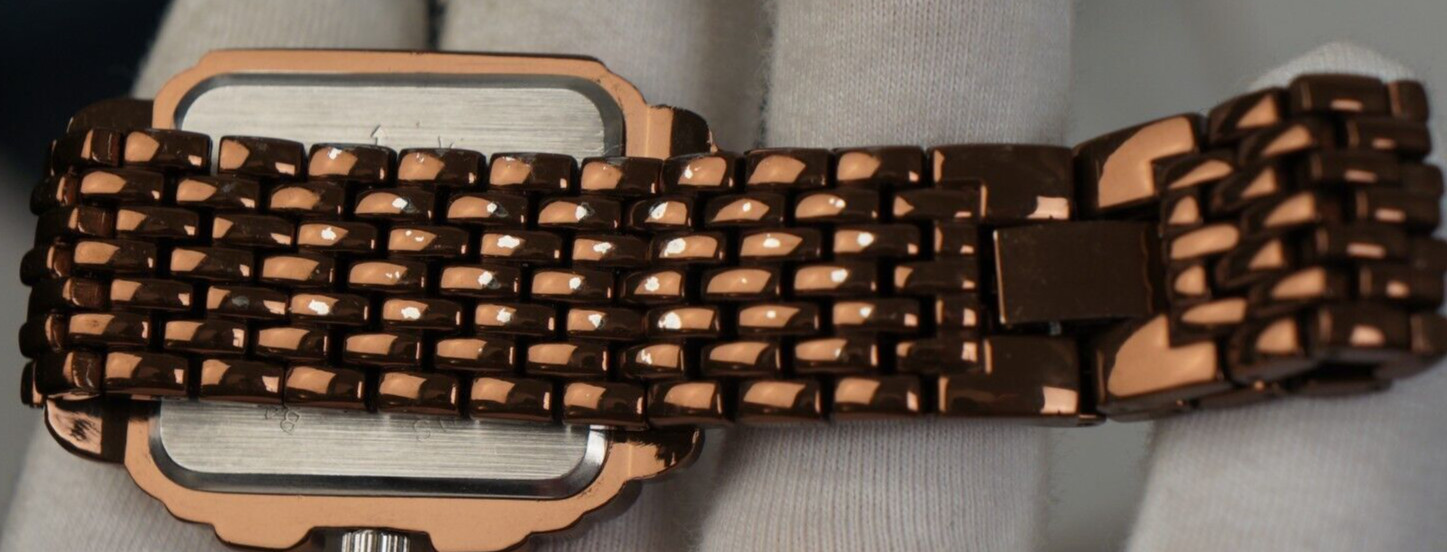 studio time watch square crystal rose gold womens 32.6mm