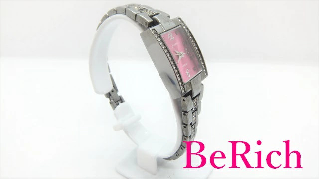 [A1R] J Axis Pink Dial SS Black Rhinestones Quartz Ladies Watch [p2v]