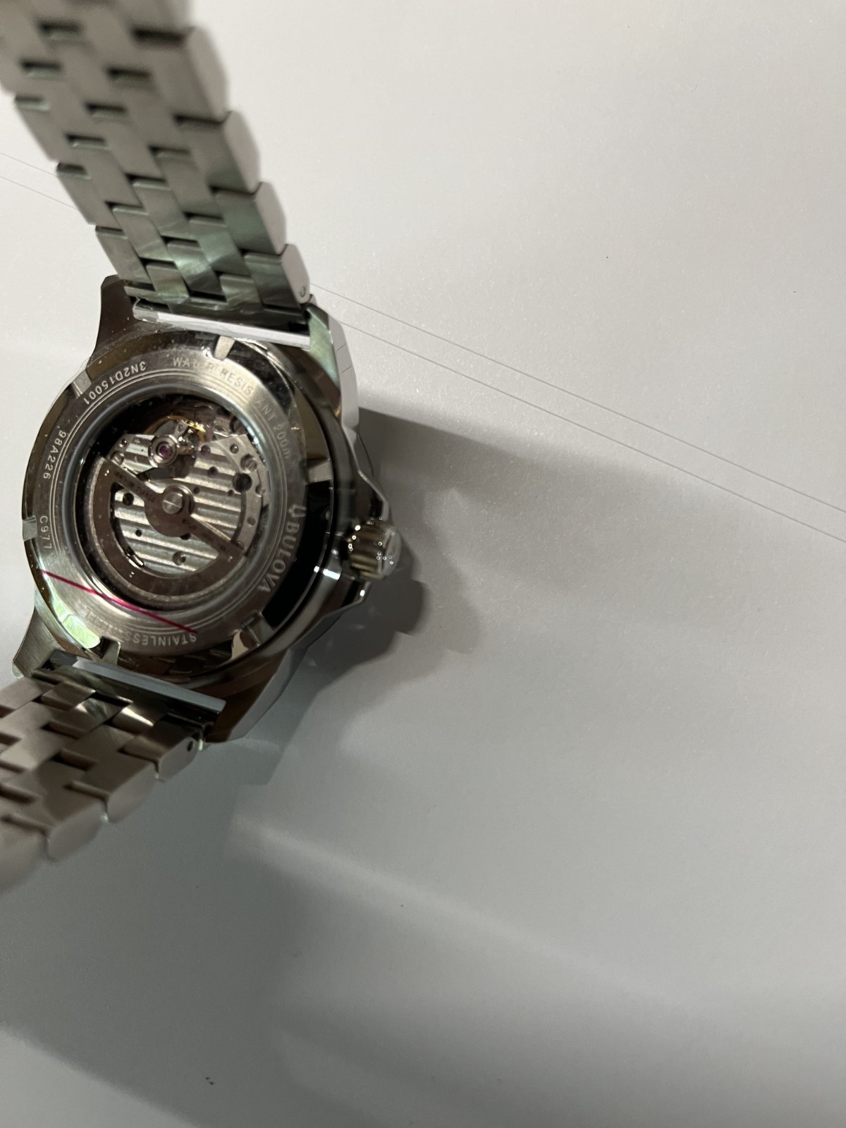 Bulova Marine Star Automatic Silver Dial Thick Stainless Steel Band Mens Watch