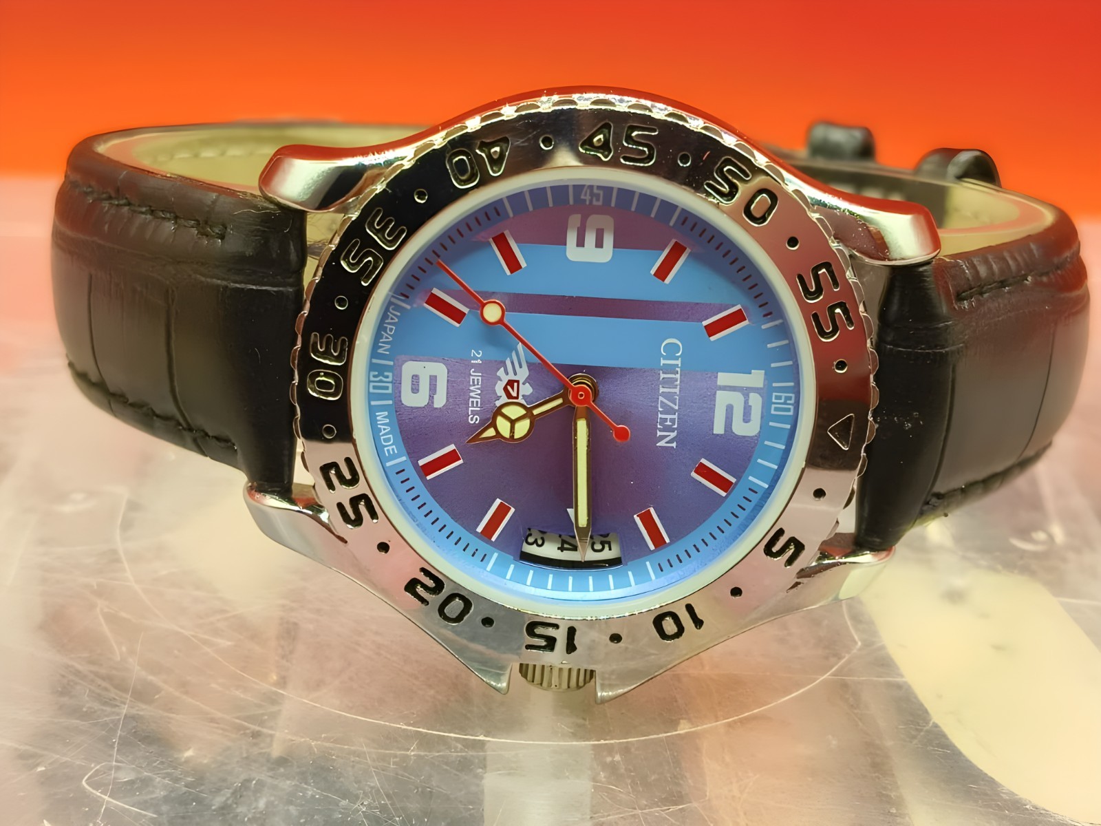 Automatic 8200 21Jewels Restored Blue Dial Date Mens Watch Vintage 45