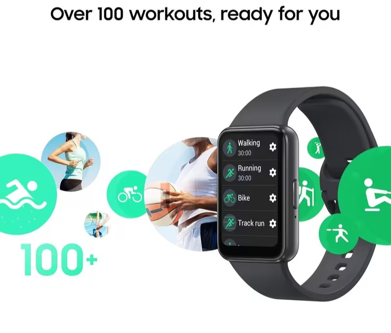 Samsung Galaxy FIT 3 1.6″ AMOLED Display Aluminum Case wit black Band Watch