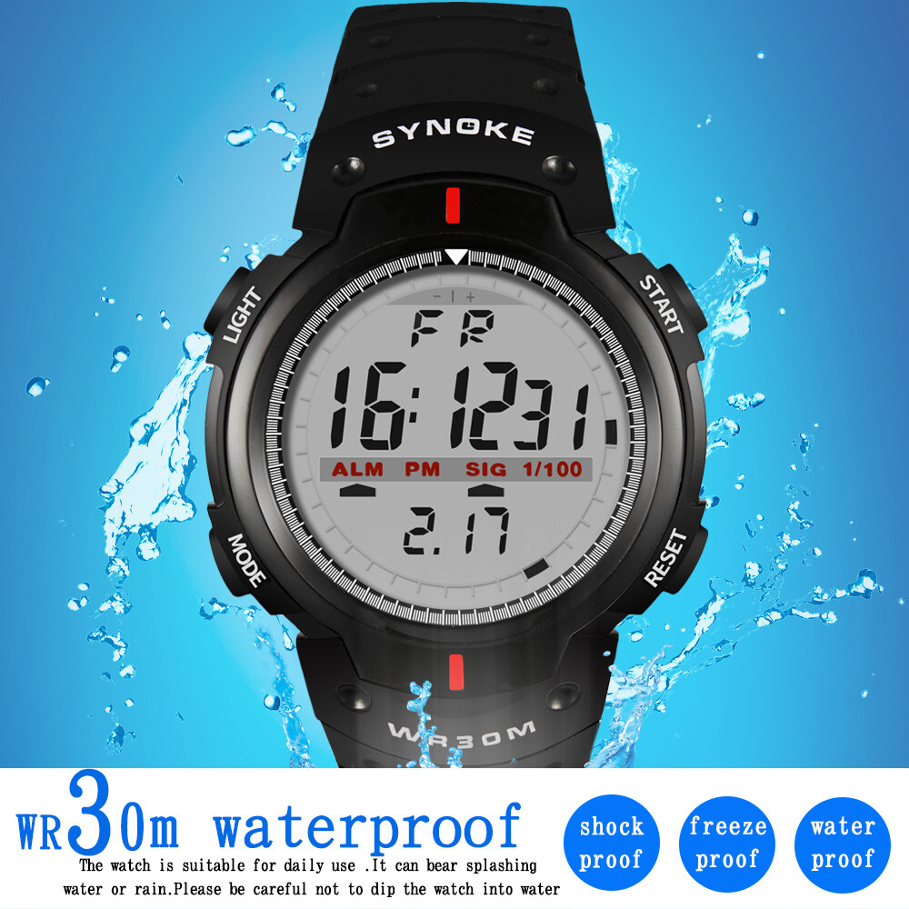 Men Digital Sport Watch LED Display Waterproof Alarm Multifunction Wristwatches