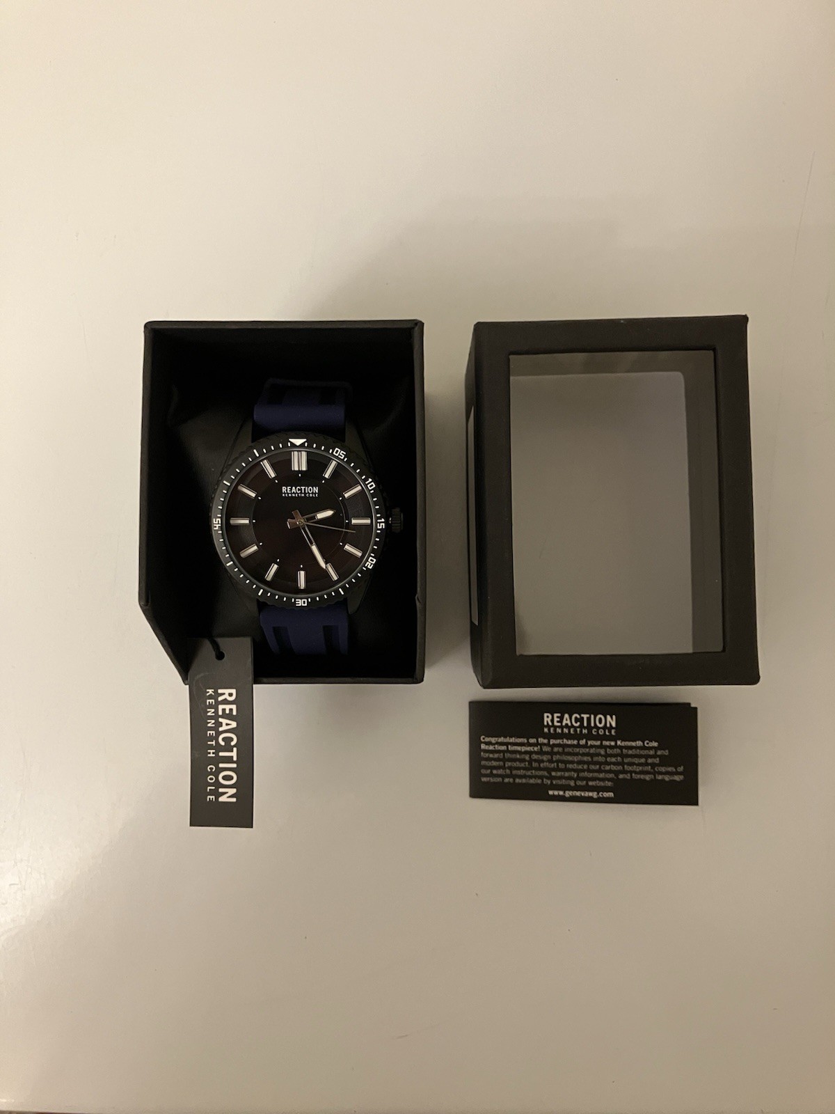 Kenneth Cole Reaction Watch , Blue Rubber Strap, Seiko Quartz PC21 KRWGM7009602