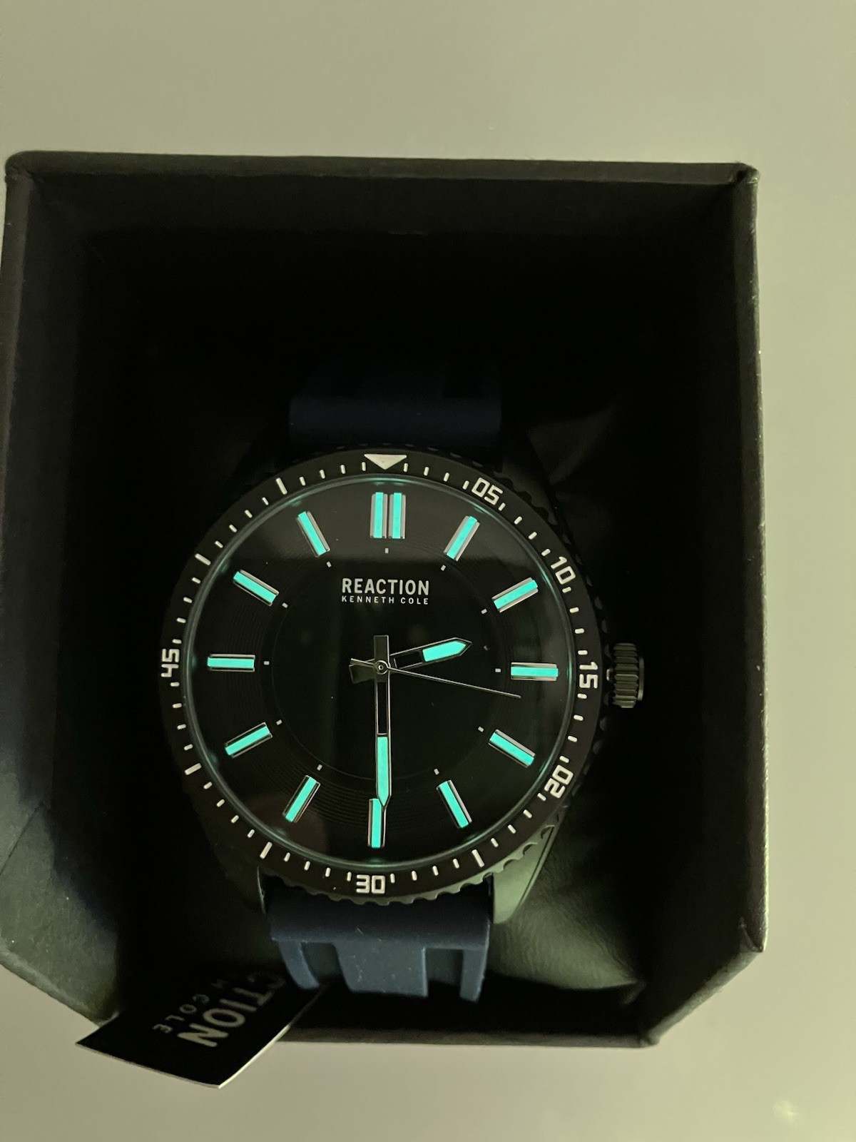 Kenneth Cole Reaction Watch , Blue Rubber Strap, Seiko Quartz PC21 KRWGM7009602