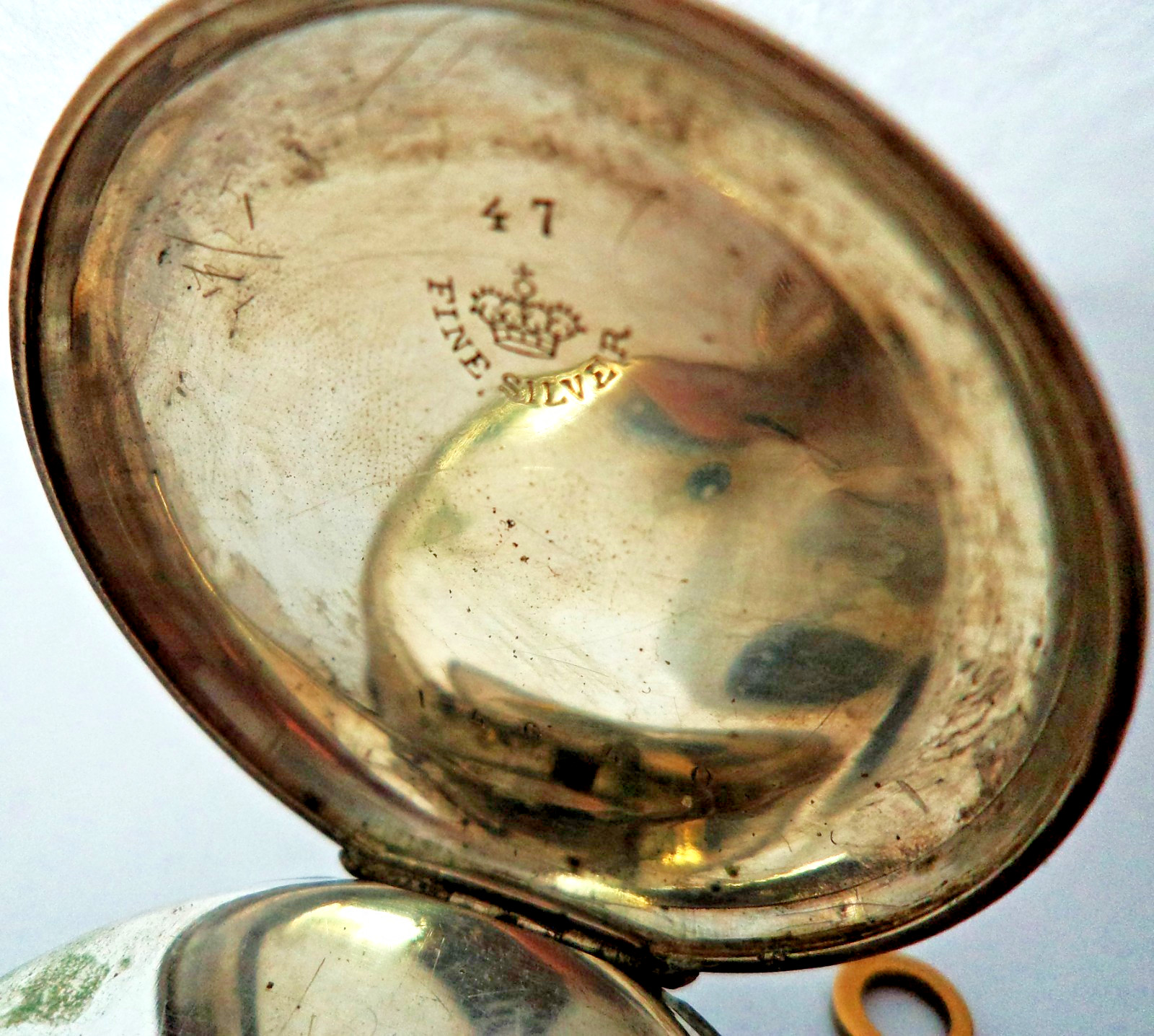 ANTIQUE SILVER CYLINDER POCKET WATCH WORKING, VICTORIAN 1870 HAND ENGRAVED CASE.