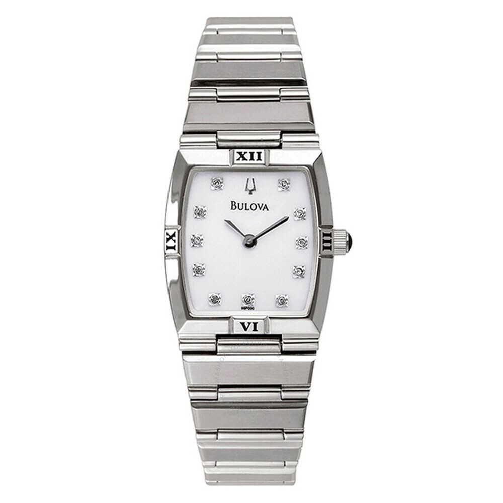 Bulova 96P000 Women’s Tonneau Shape MOP Dial 2-Hand 11 Diamond Dress Watch