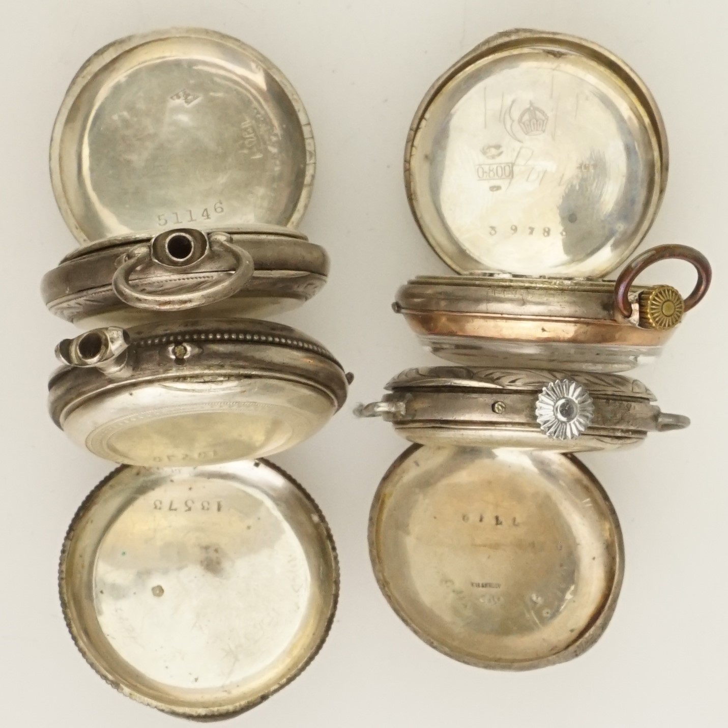 4x Silver Pocket Watch no fusee duplex gold pl wrist repeater chronograph scrap
