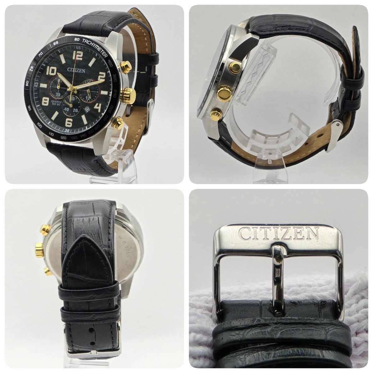 Working New Battery CITIZEN AN8166 05E Chronograph 0520 Tachymeter Black Dial Me