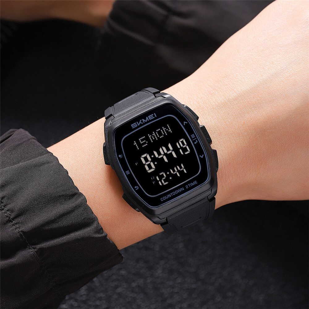 SKMEI Men Rectangle Watch Digital Electronic Wristwatch Students Boy Sport Watch