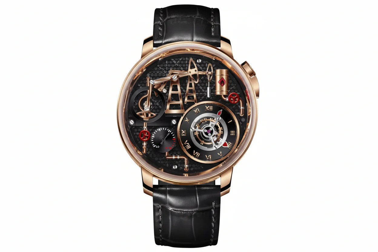 PINDU PD6673 Men’s Oil Pump Dial Quartz Watch Skeleton
