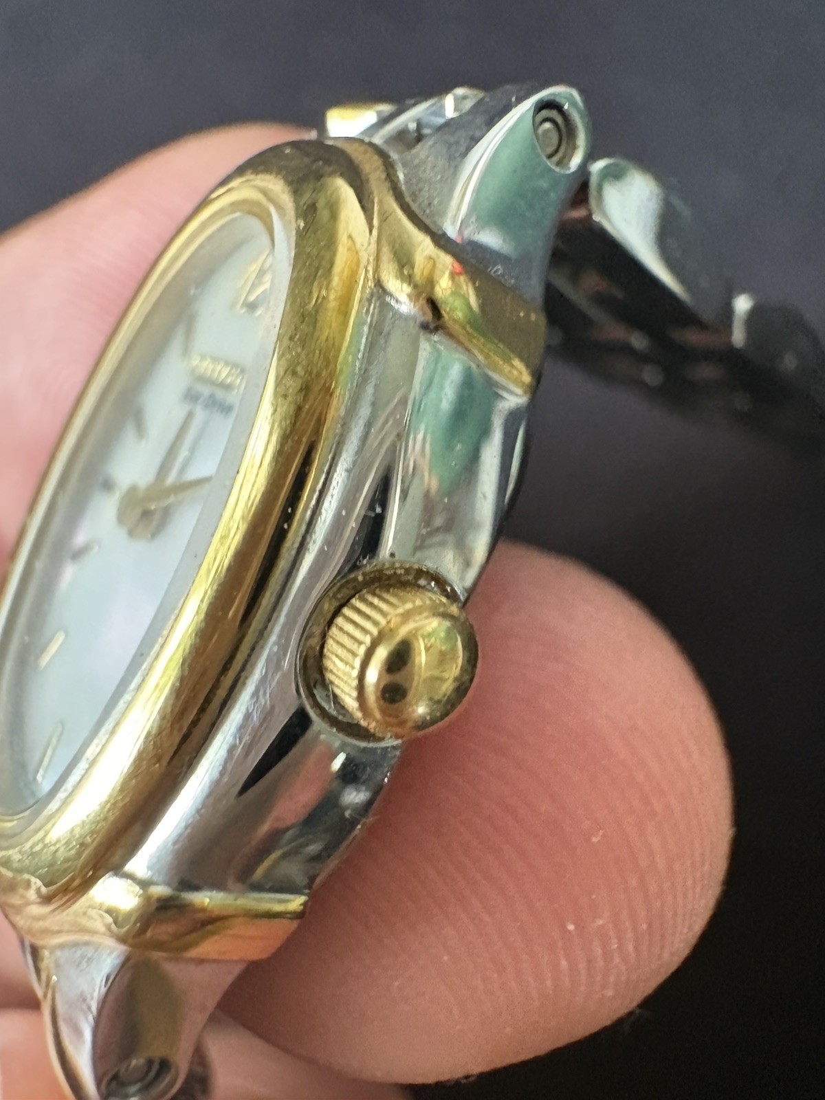 Citizen Eco-Drive Womens Watch 17mm Two Tone Bracelet MOP Dial Solar Stainless