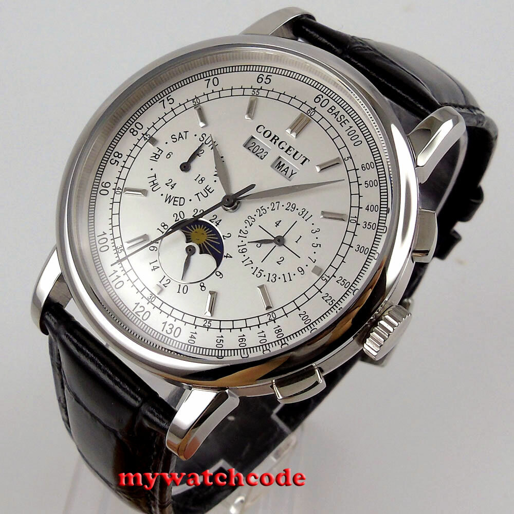 42mm corgeut pink dial multifunction Sea-gull 1655 automatic mens watch