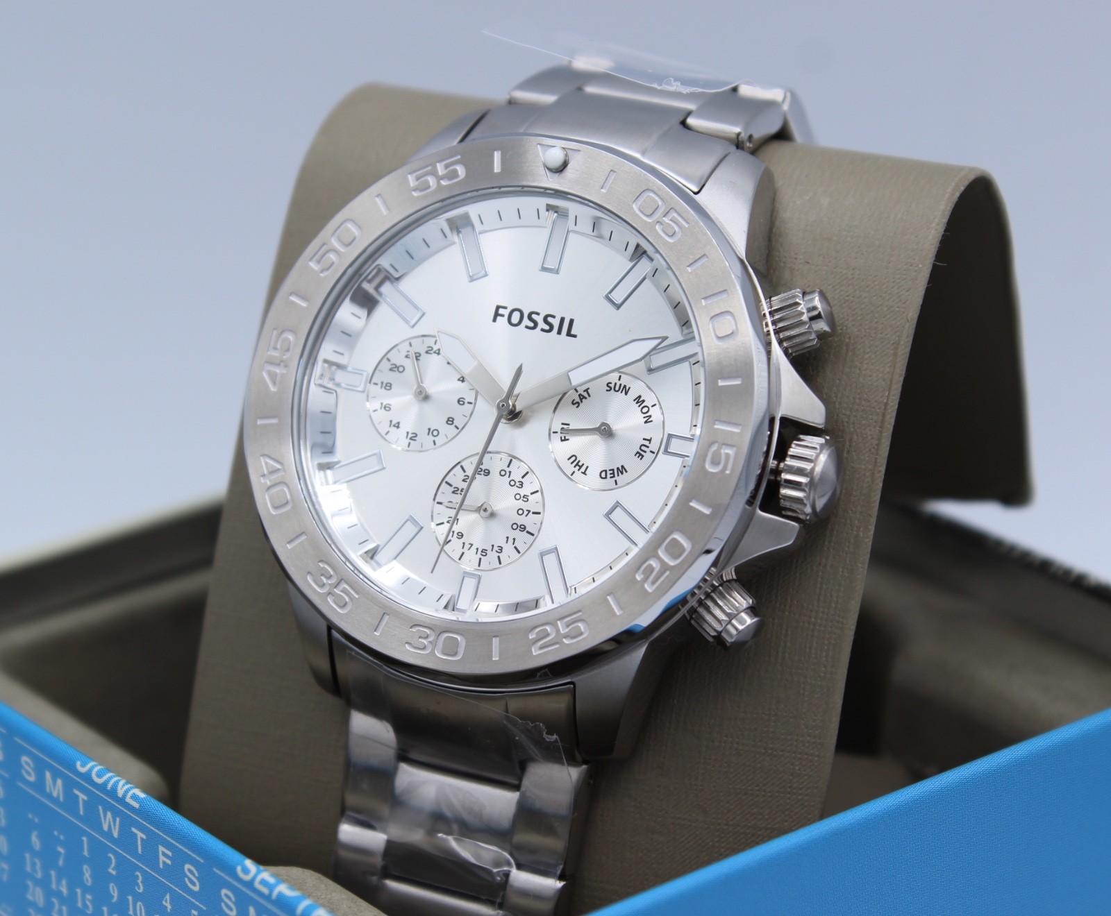 NEW AUTHENTIC FOSSIL BANNON MULTIFUNCTION CHRONOGRAPH SILVER BQ2490 MEN’S WATCH