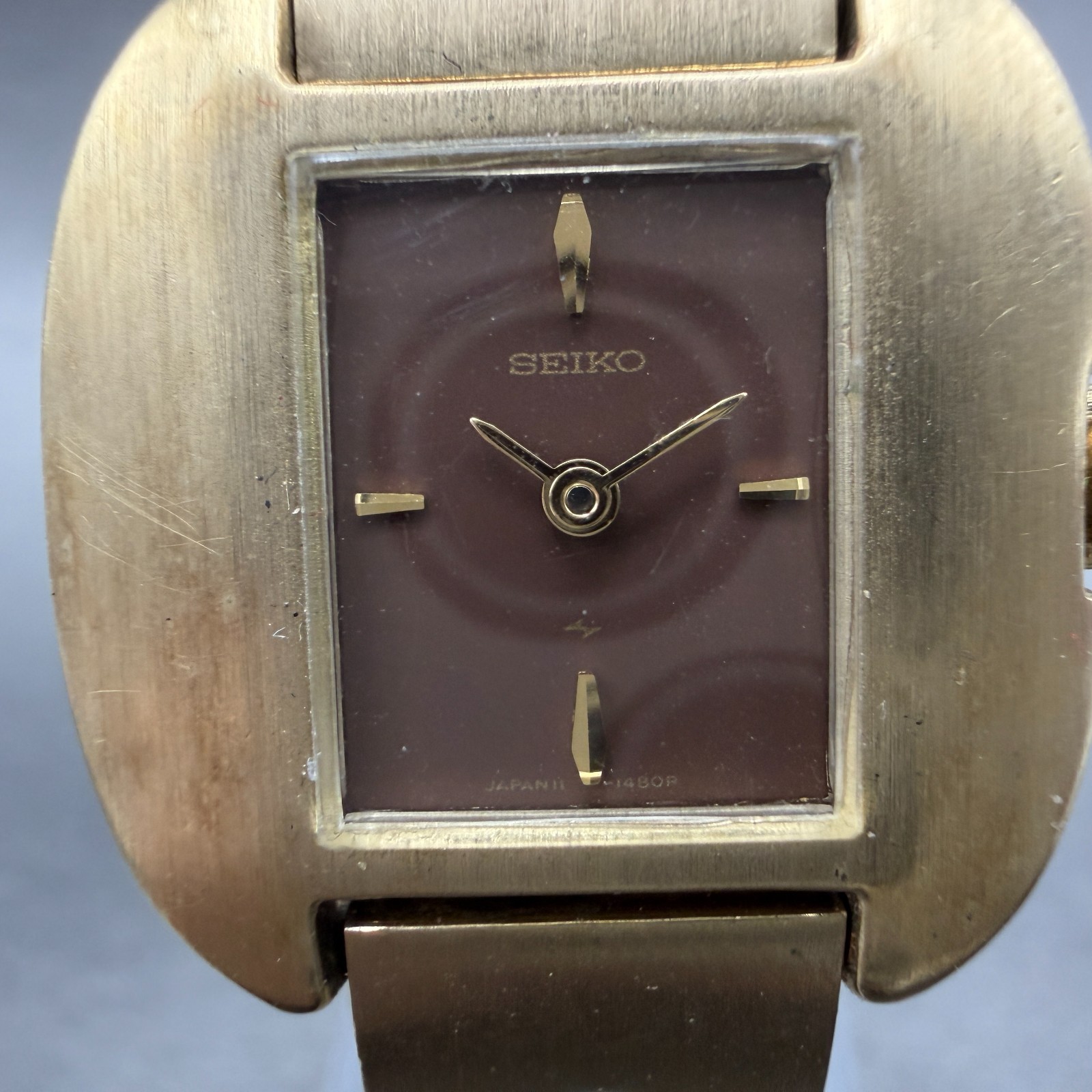 Seiko Watch Women 25mm Brown Dial Gold Tone Manual Round 11-3489 New Battery