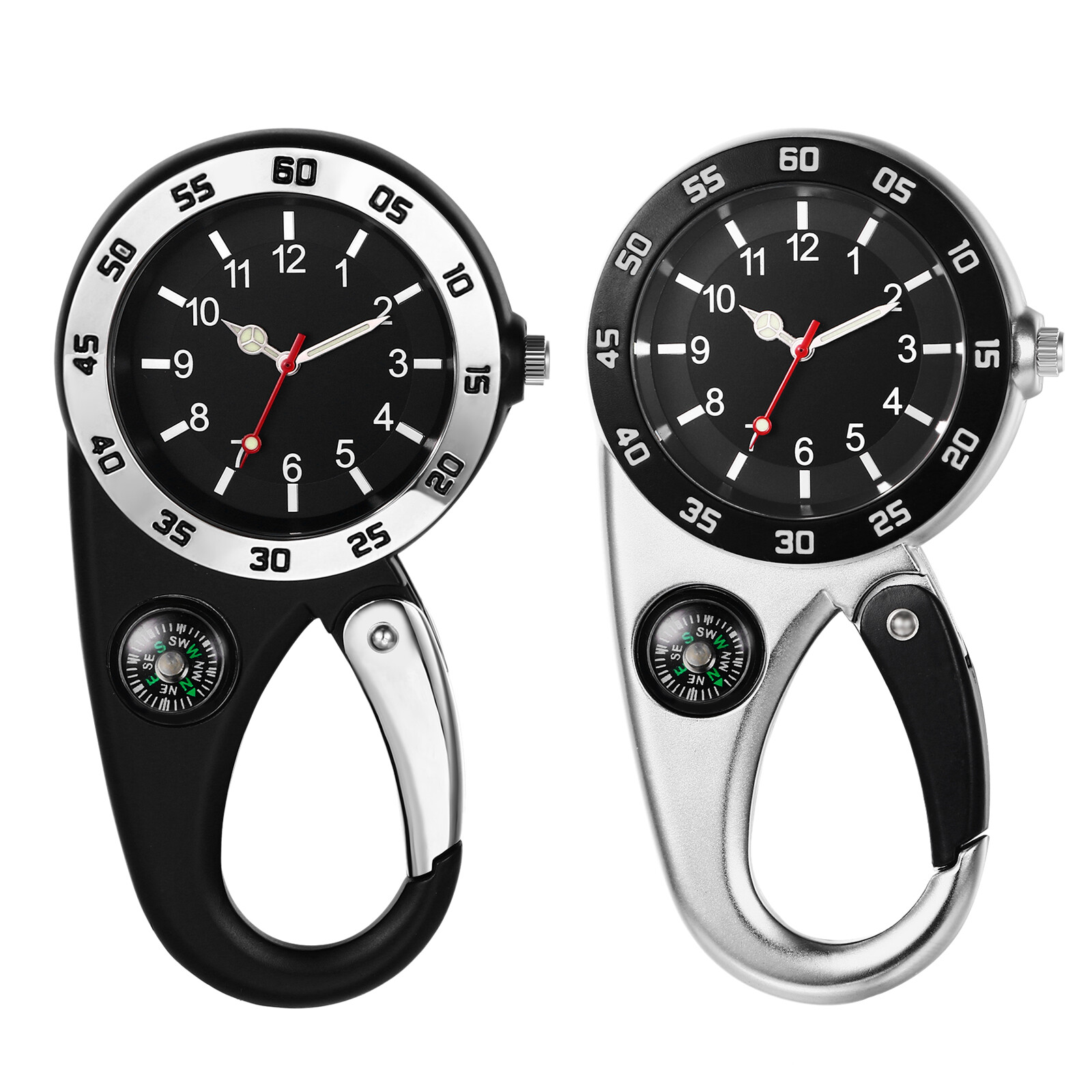 Luminous Carabiner Watch Clip On Backpack Belt FOB Quartz Sports Watch Outdoors