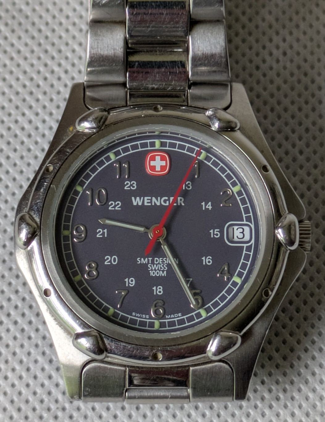 Wenger Swiss Quartz Watch Men 24hr / Date Military Dial