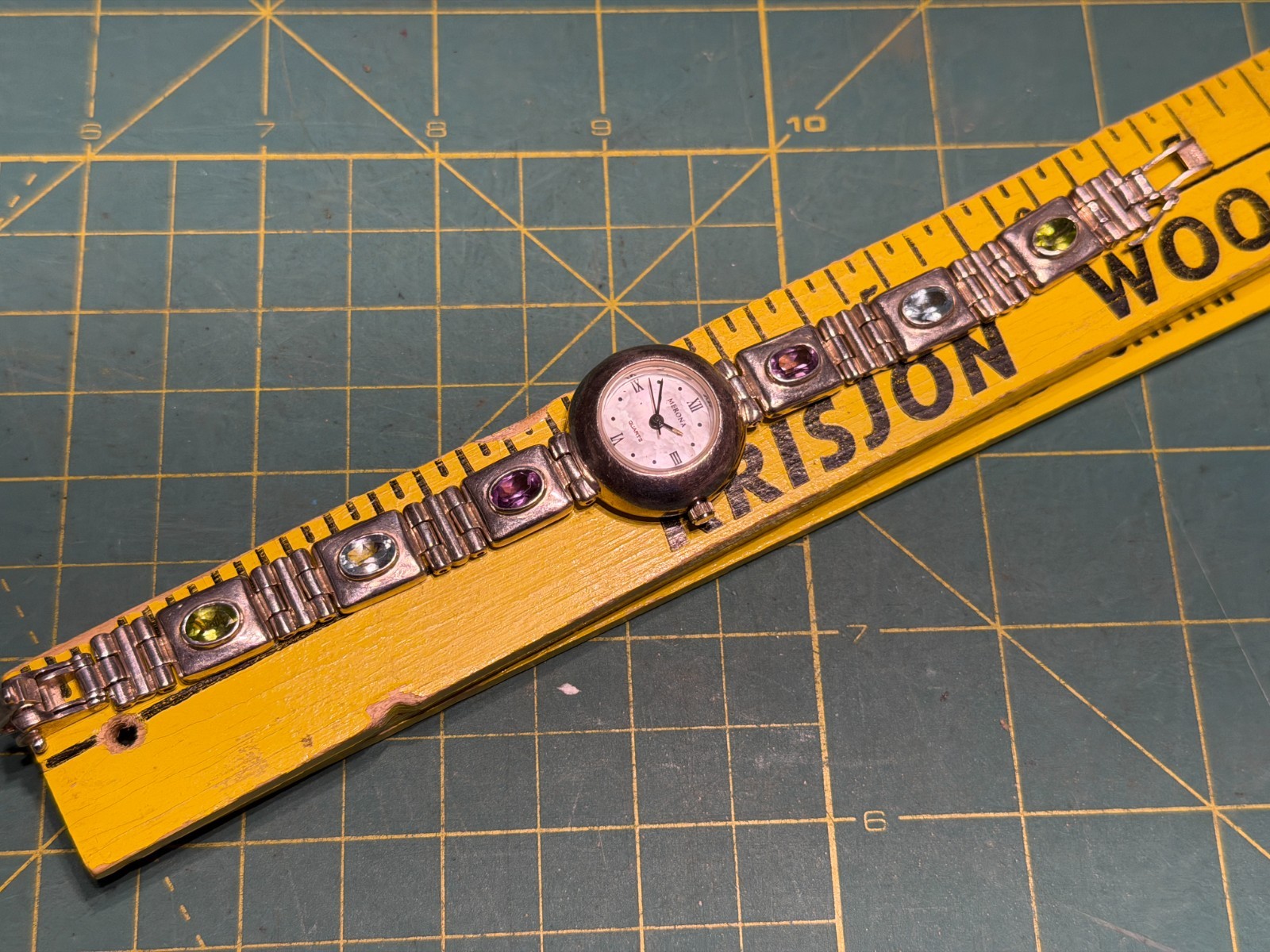 Merona sterling silver watch gemstone band w/ amethyst garnet aquamarine