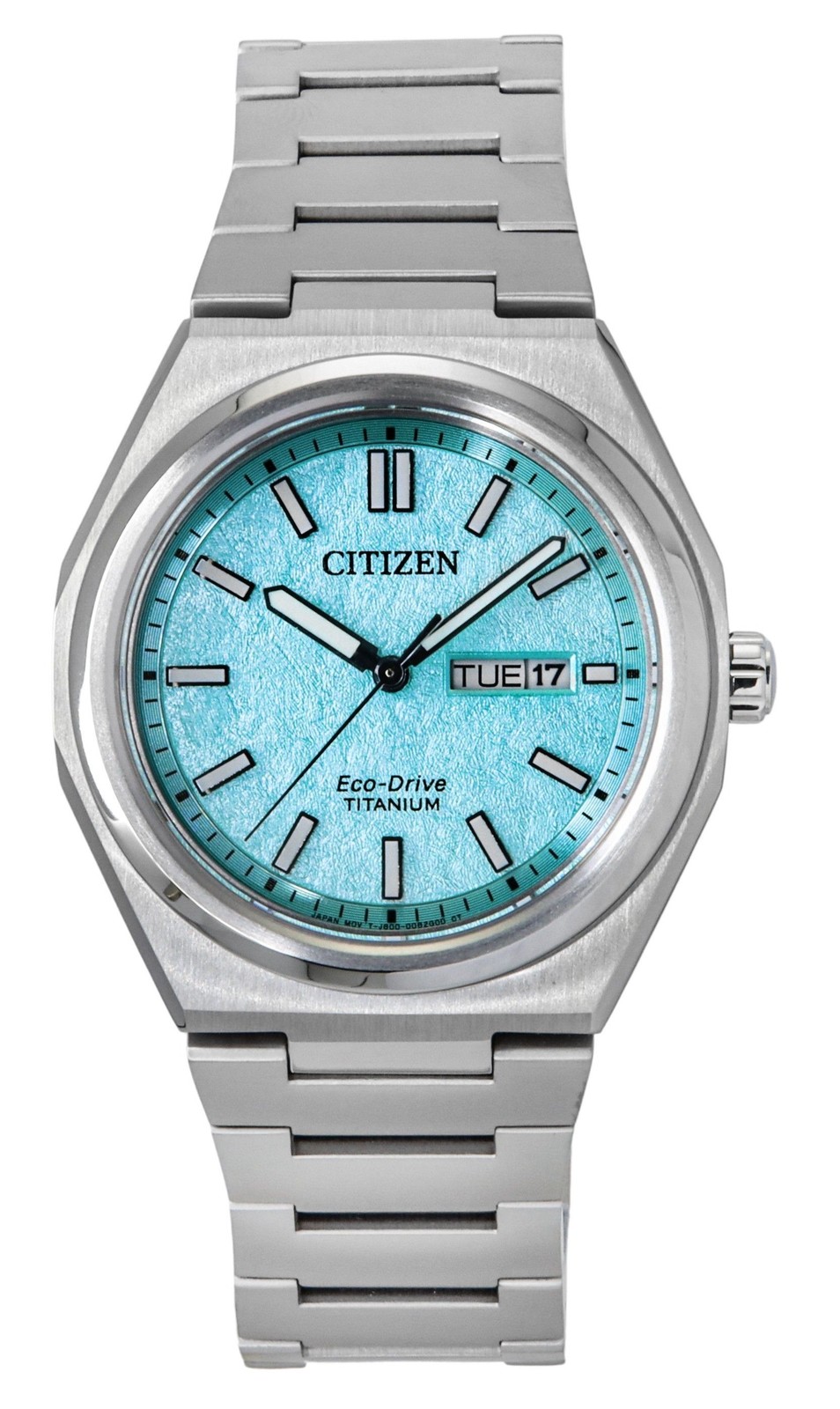 Citizen Super Titanium Turquoise Dial Eco-Drive Dress Men’s Watch AW0130-85M