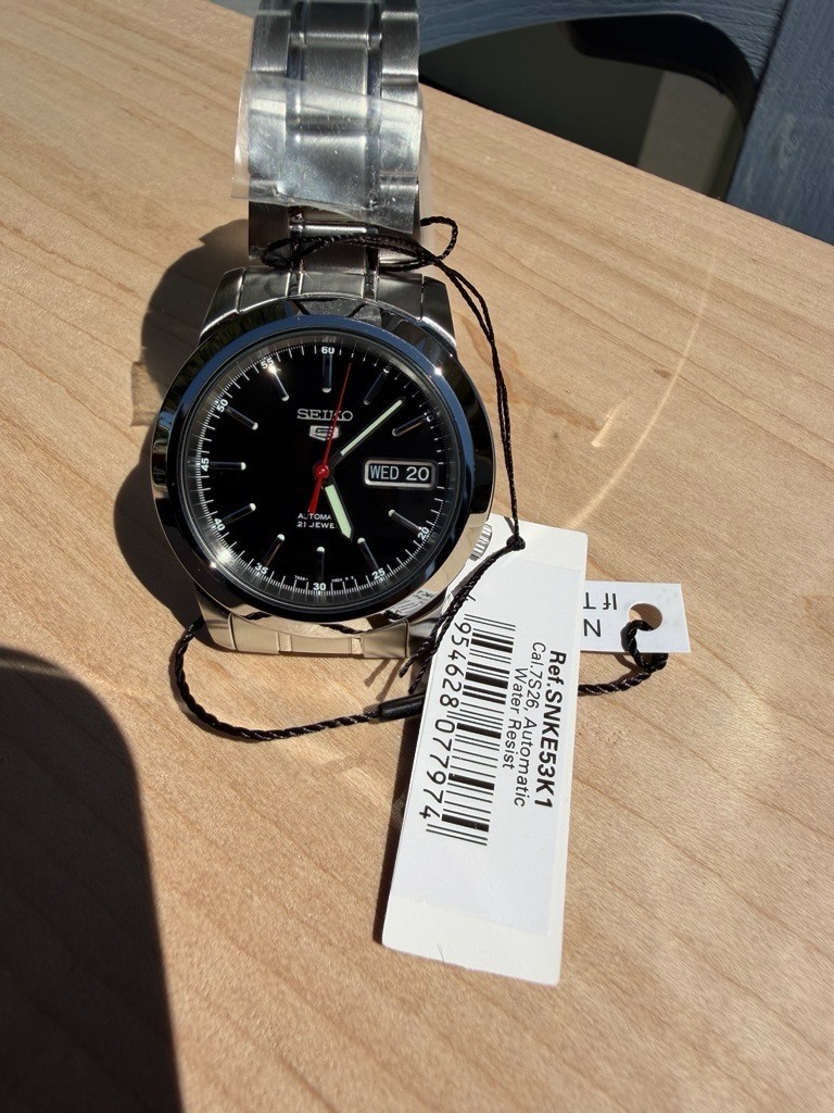 Seiko 5 SNKE53 Men’s Stainless Steel Black Dial Day Date Automatic Watch
