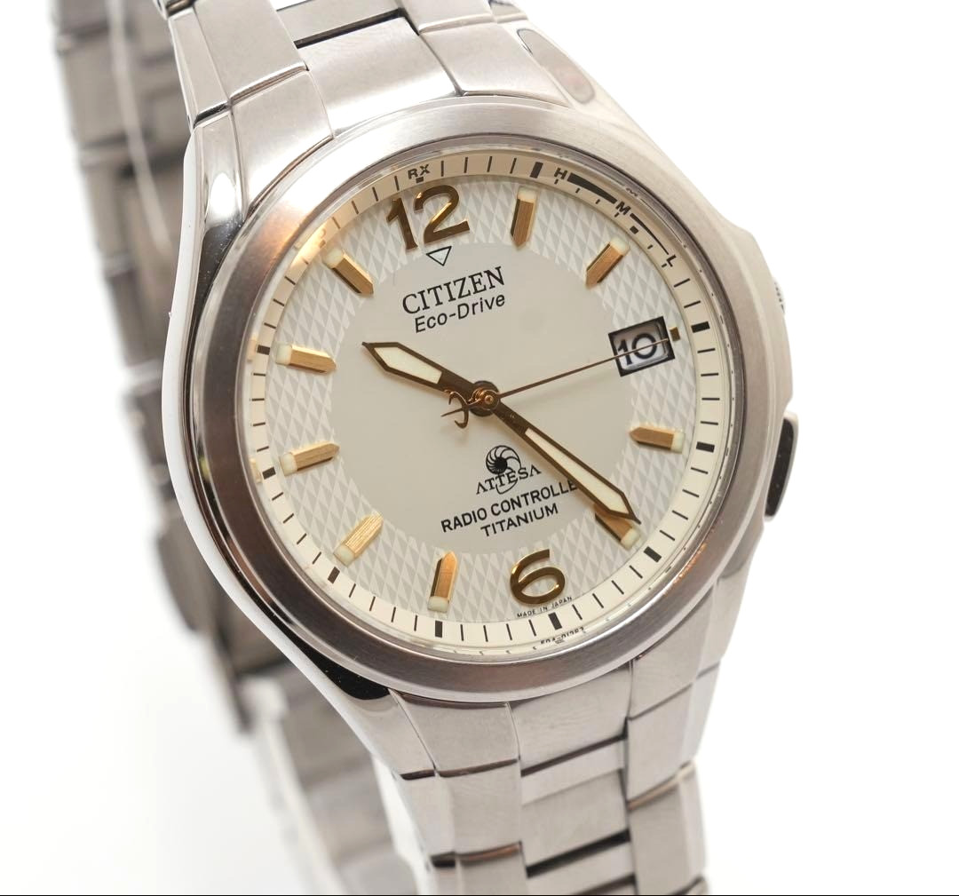 Citizen Attesa H410-T003788 Eco-Drive Radio Titanium Men’s Watch Silver #1613