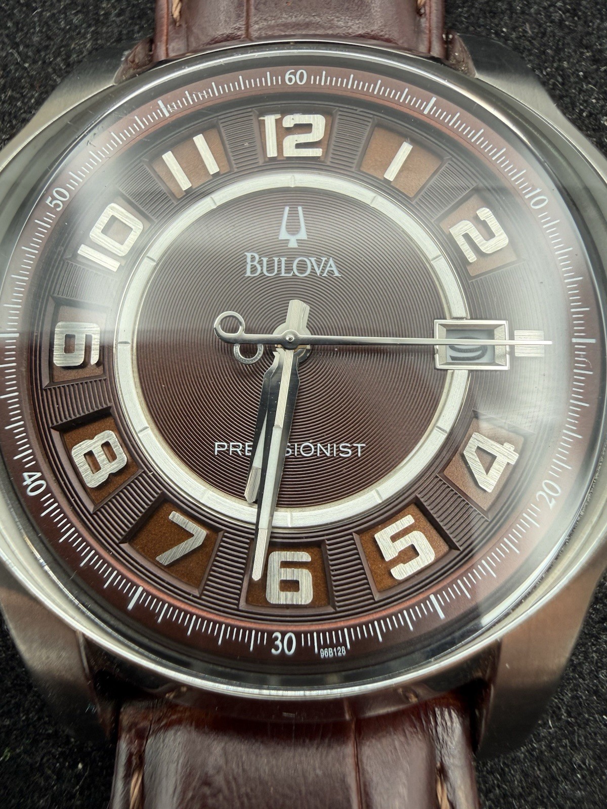 Bulova Precisionist Brown Dial Brown Genuine Leather Men’s Watch 96B128