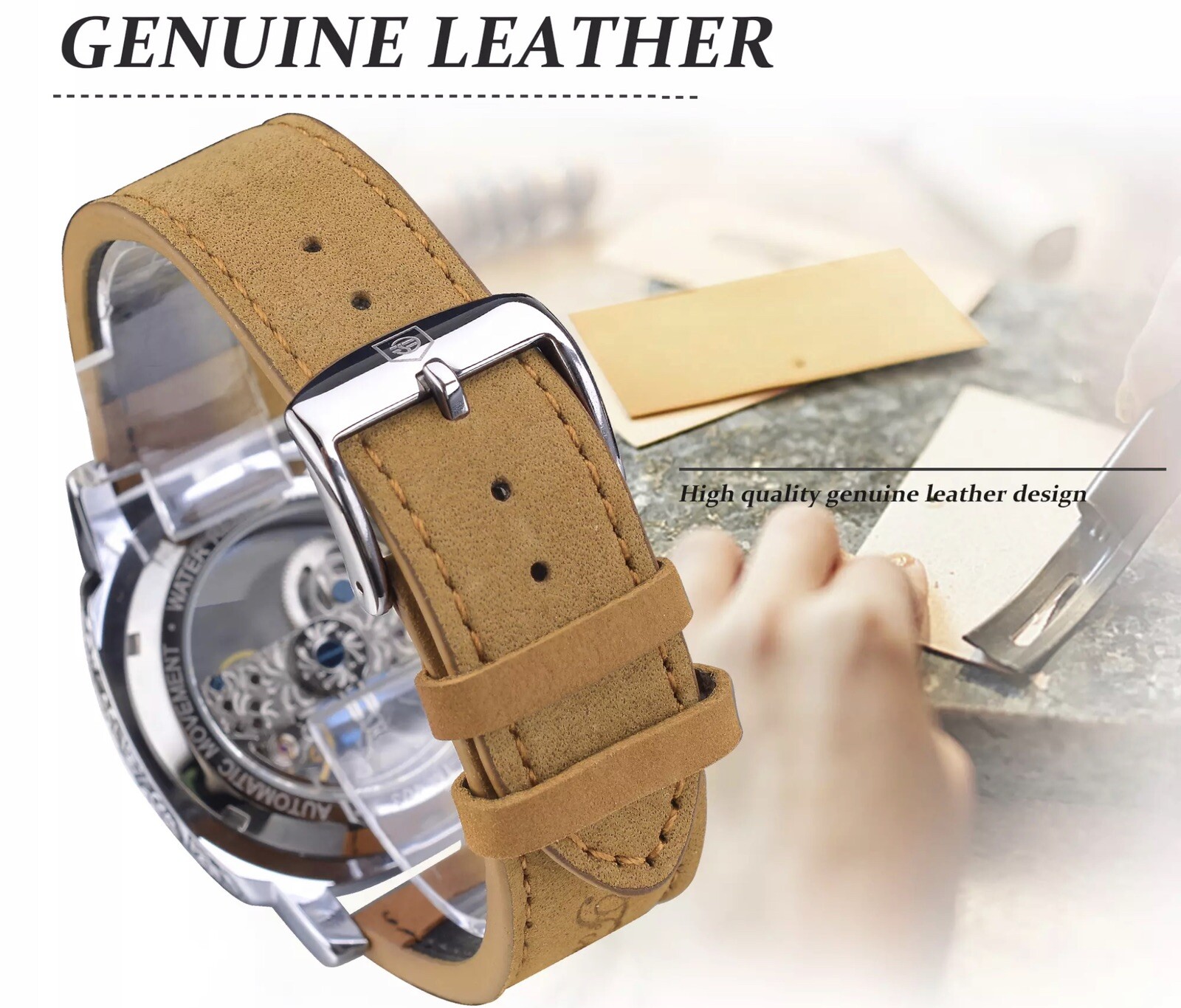 Forsining Men’s Automatic Square Retro Carved Skeleton Luxury Waterproof Watch