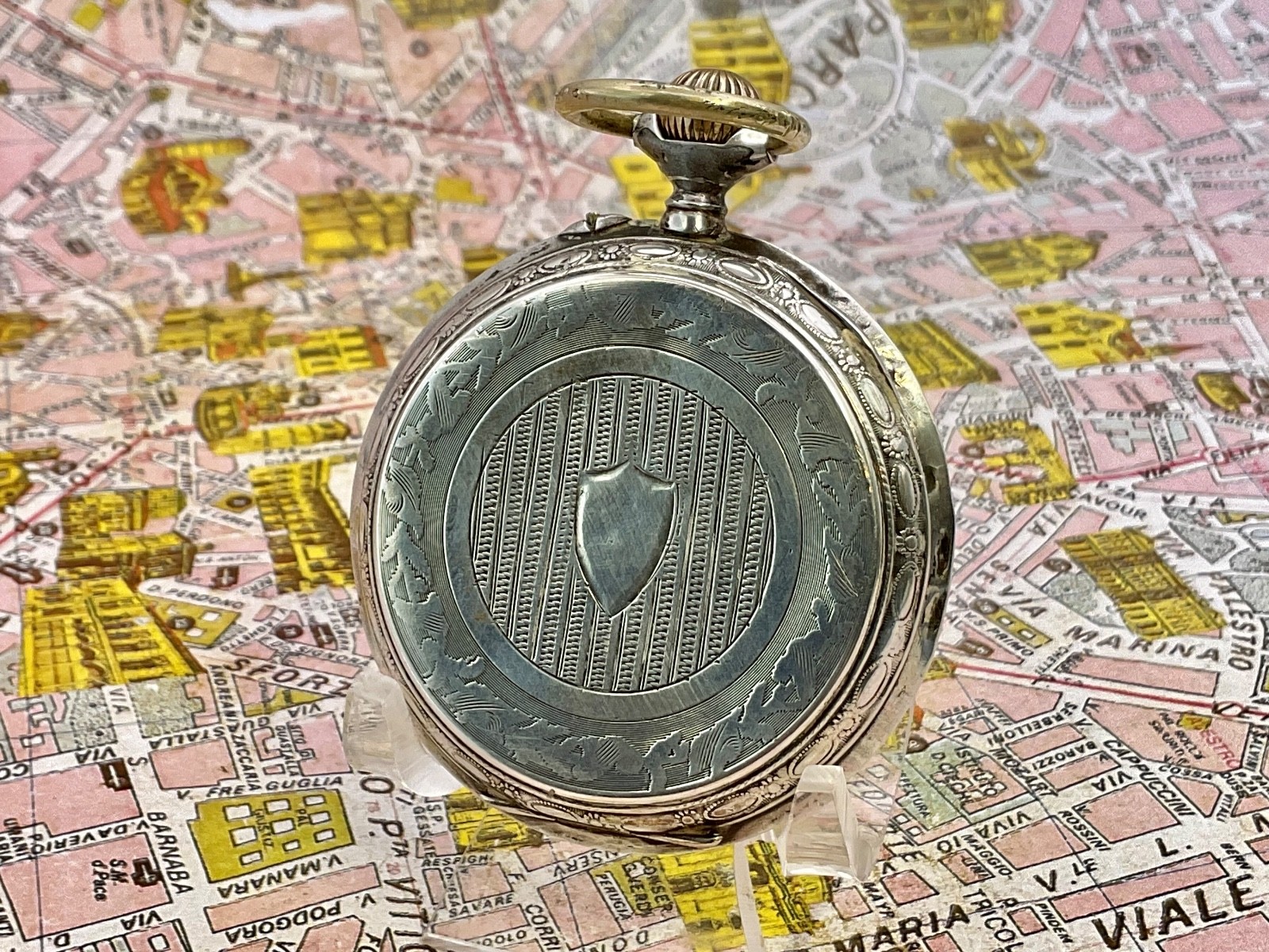 Silver Pocket Watch Cylinder Escapement Decorated Dial 1890 Watch