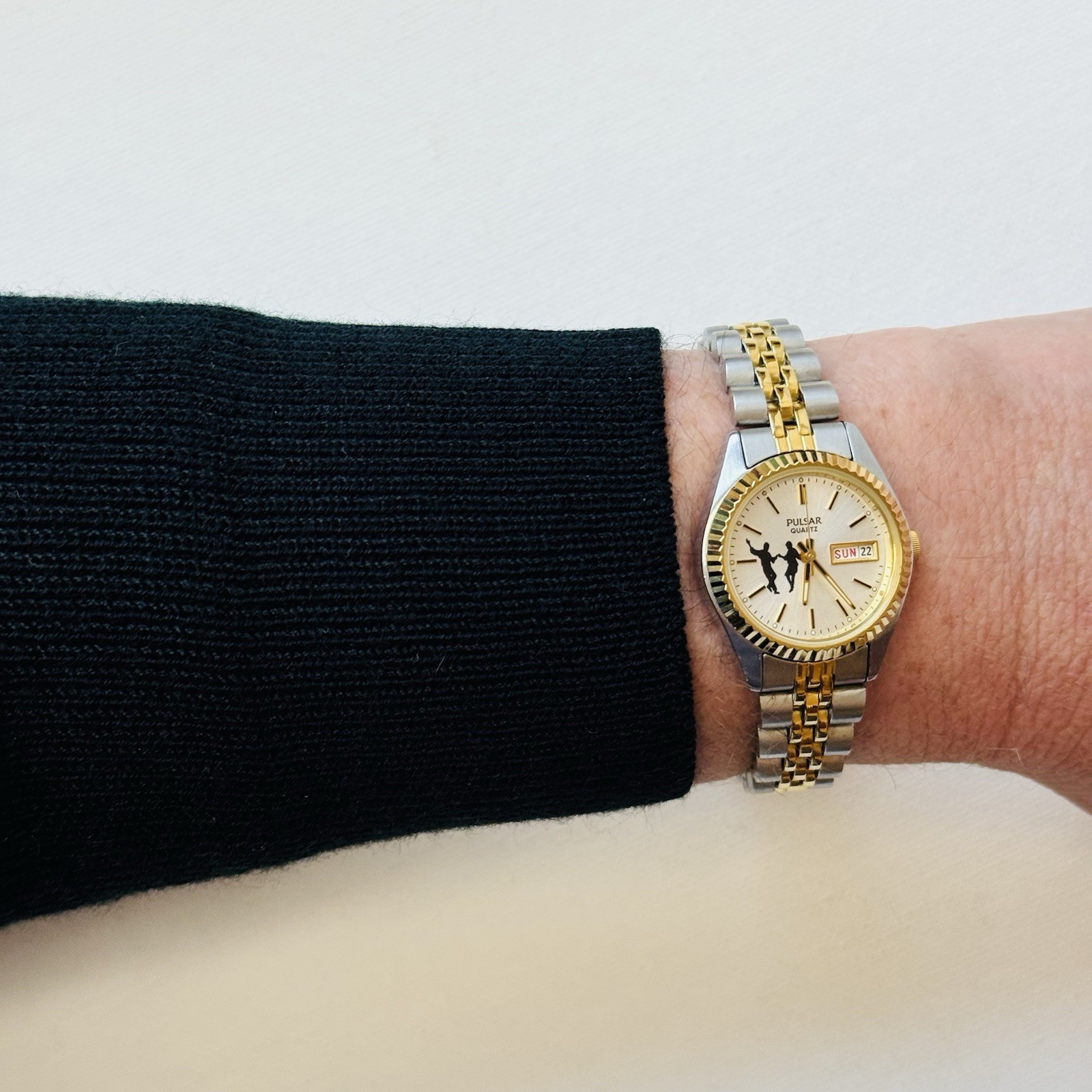 Vintage Seiko Pulsar Women’s President Day/Date Watch Silver Gold V783-X003