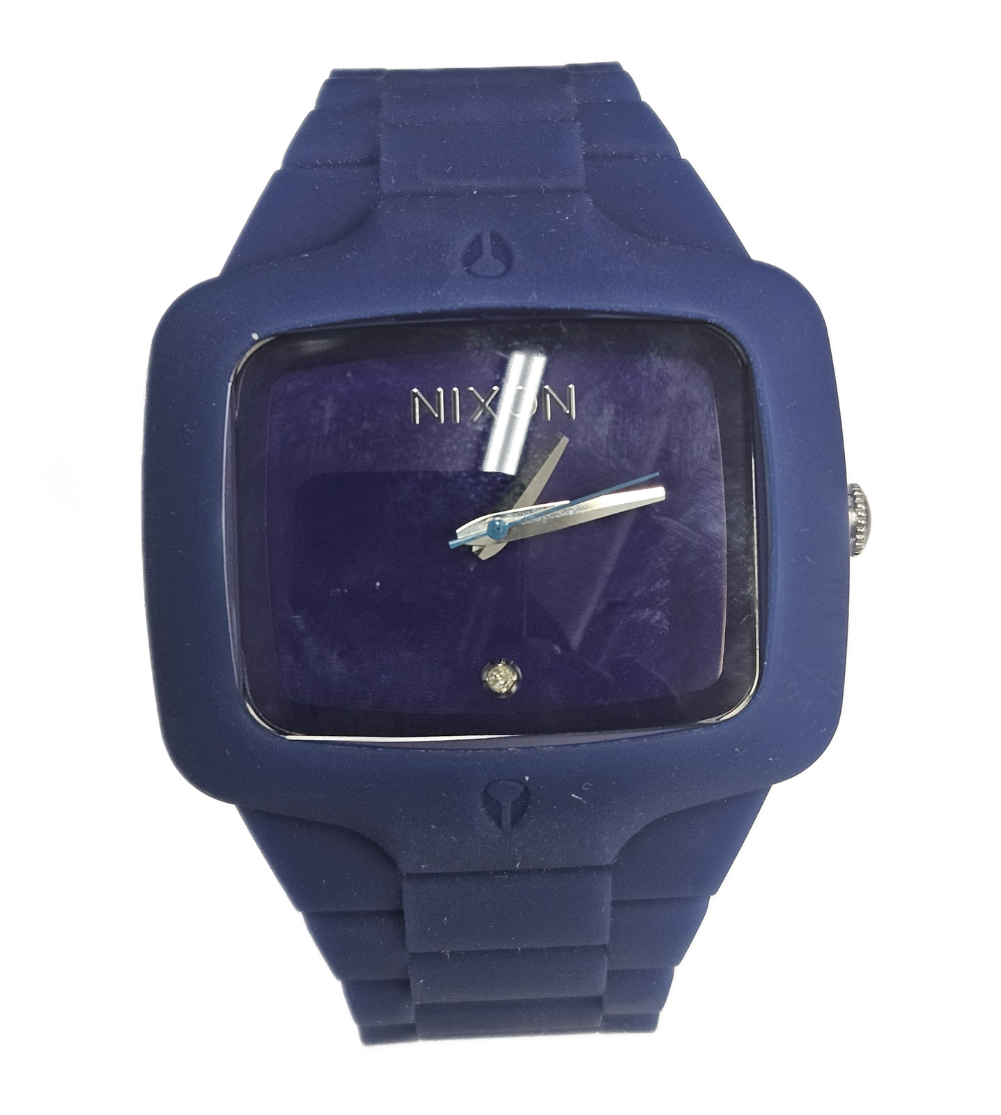 Nixon A139306 The Rubber Player Black Dial Blue Rubber Strap Diamond Mens Watch