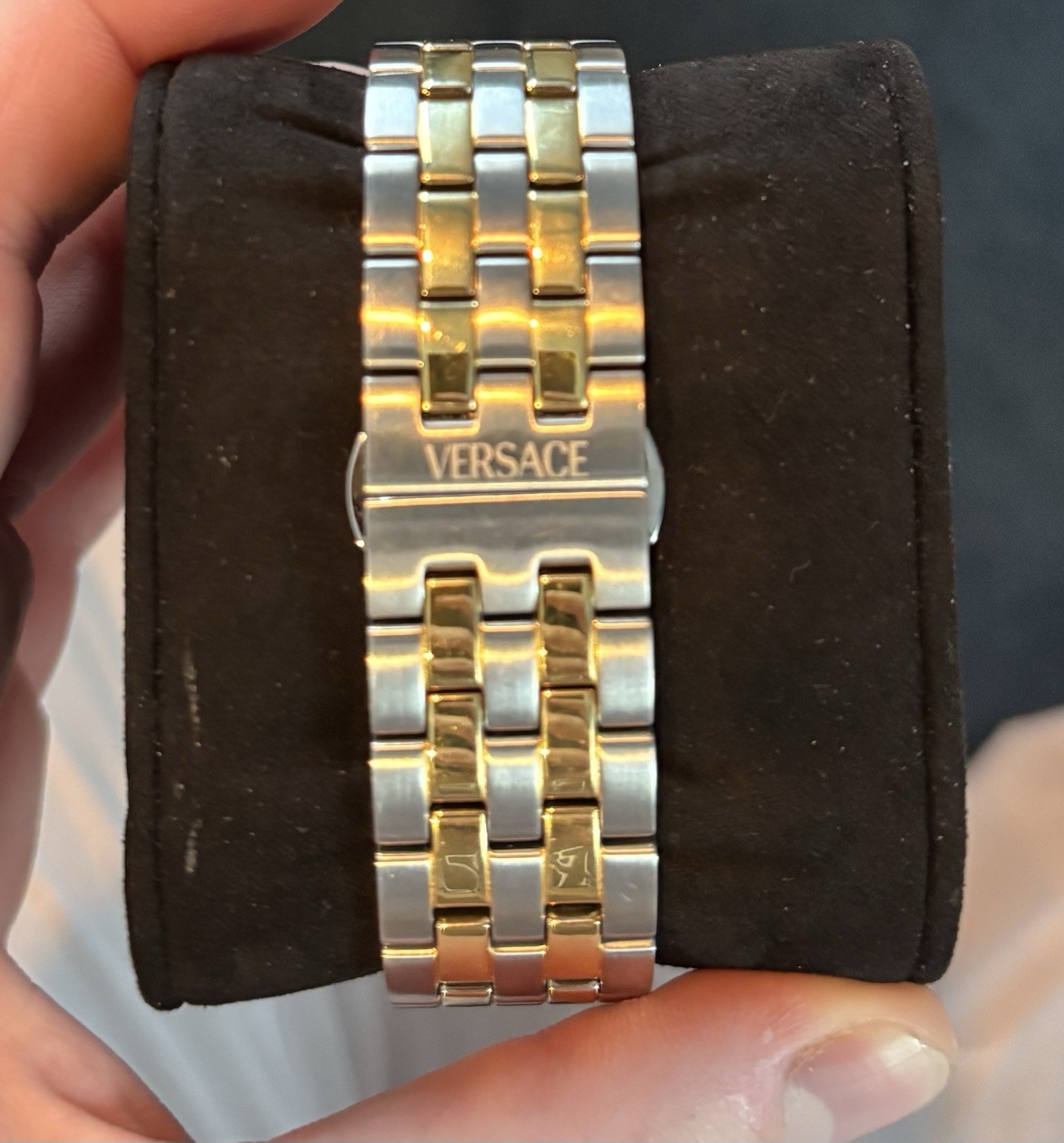 Versace Men’s Green Dial Quartz Chronograph Date Two-Tone SS Bracelet 44mm Box