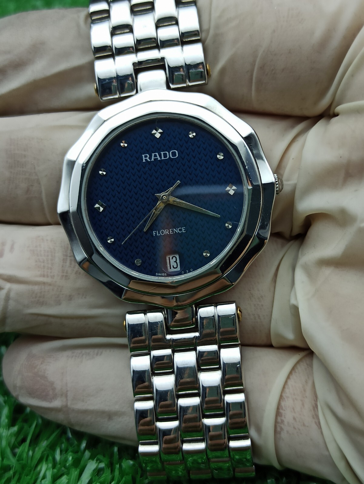 FULL SET VINTAGE RADO FLORENCE BLUE WATCH SWISS MADE 80s MEN & RARE & CLASSIC