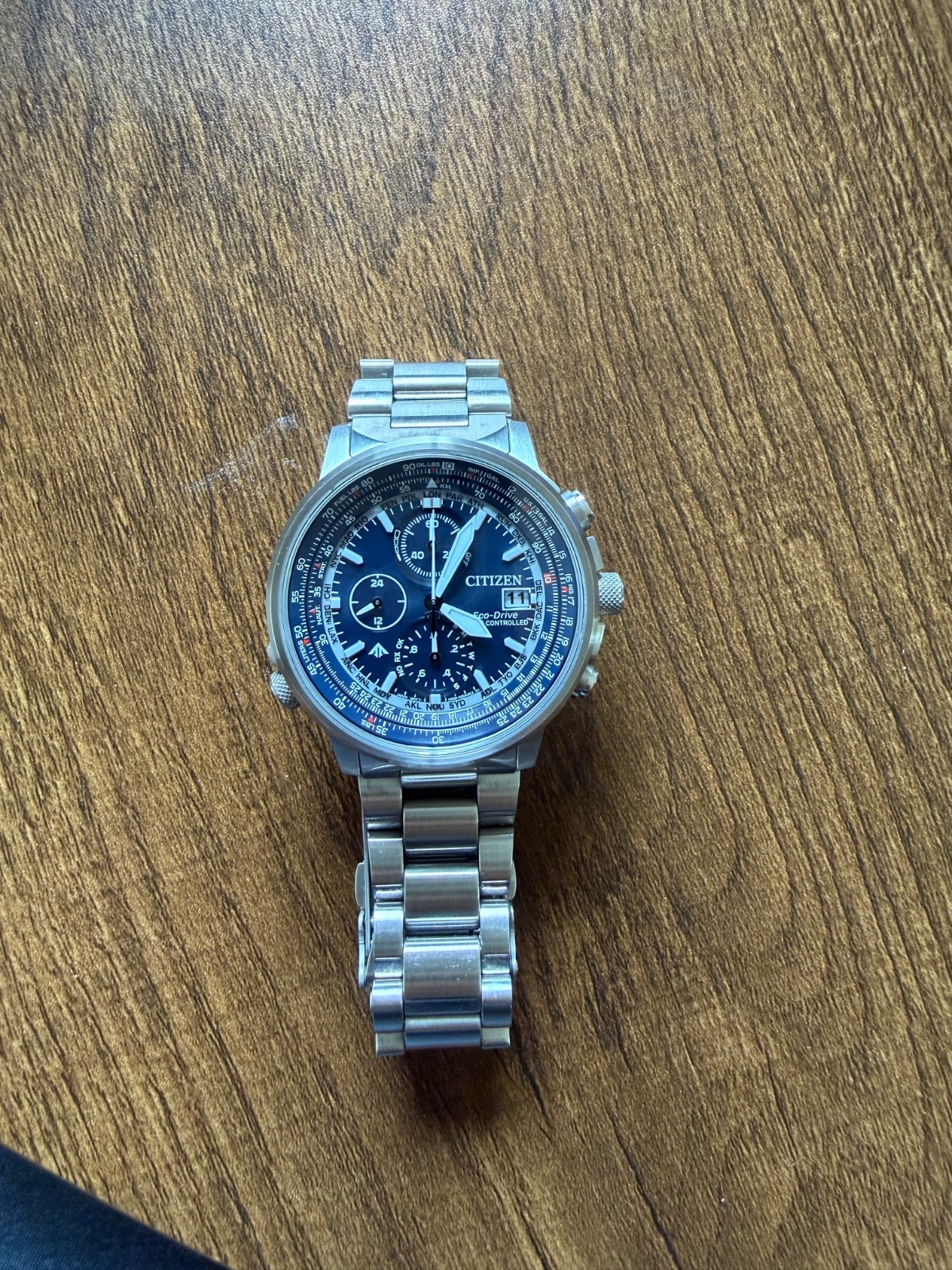 Citizen Men’s Sky Perpetual Chronograph Silver Eco-Drive Watch 41MM AT8300-58L