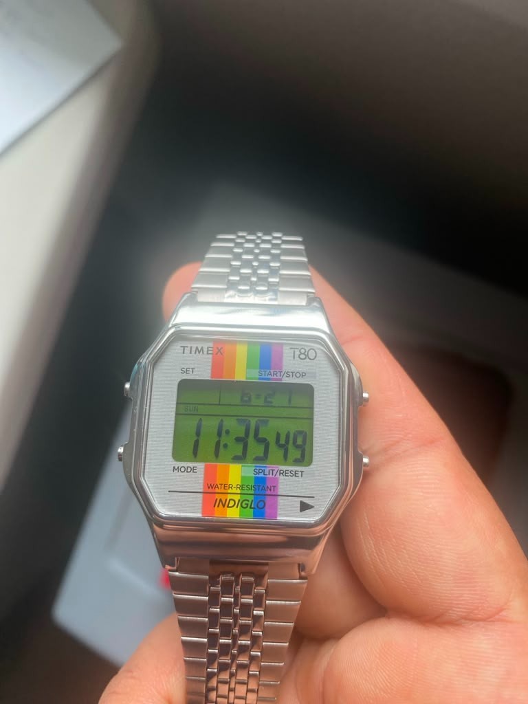 Timex T80 Digital Watch Rainbow Pride Indigo 30meters TW2U70700 (Read Desc)