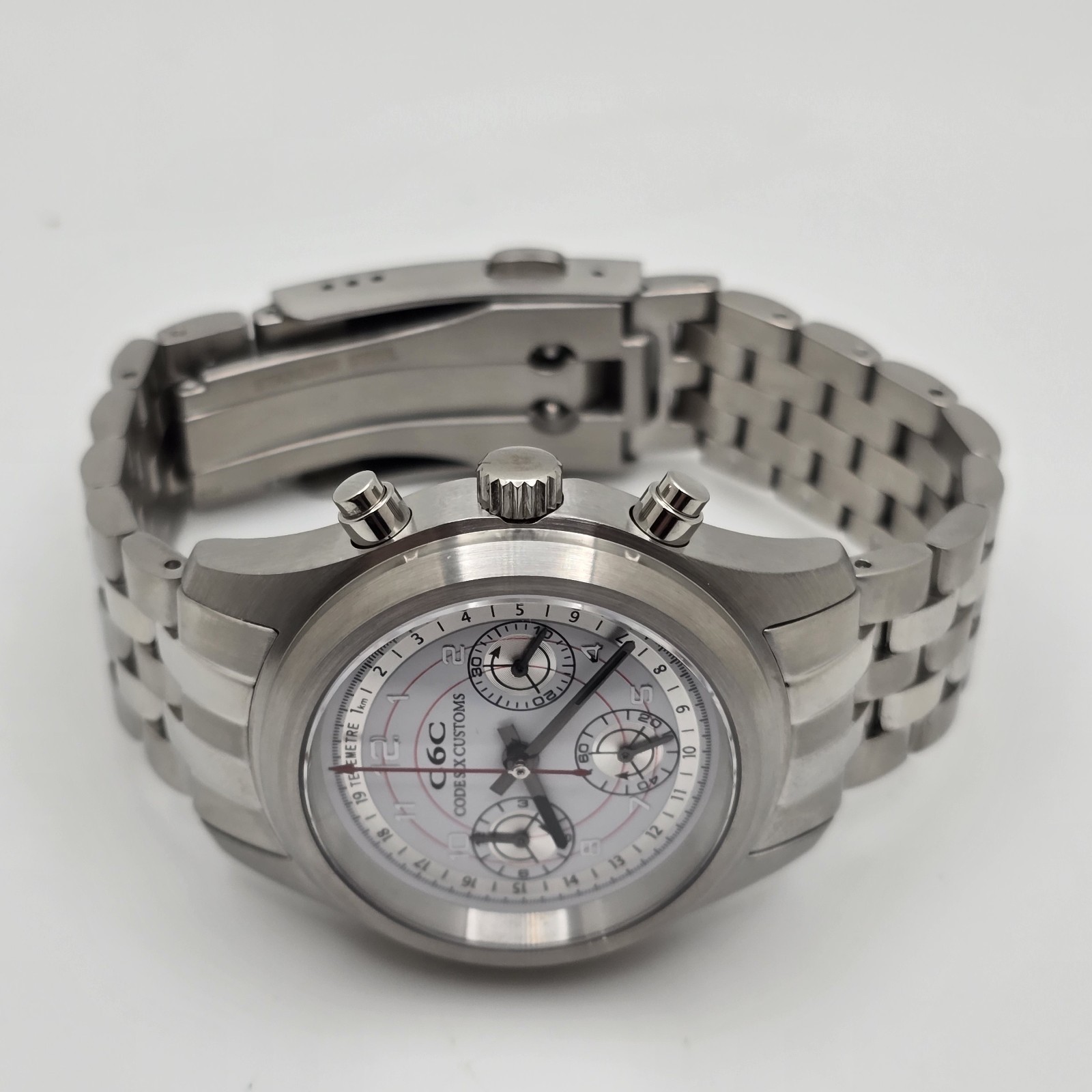 Custom-Built Mecha-Quartz Watch – 38mm Retro Telemetre Chronograph