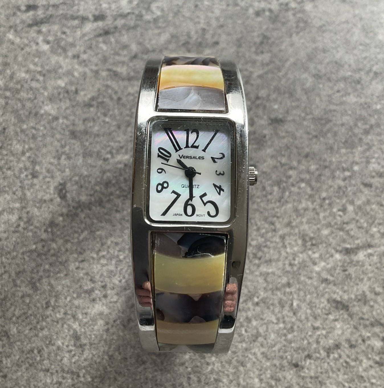 Versales Womens Stainless Steel Japanese Quartz Movement Mother-Of-Pearl Band BC