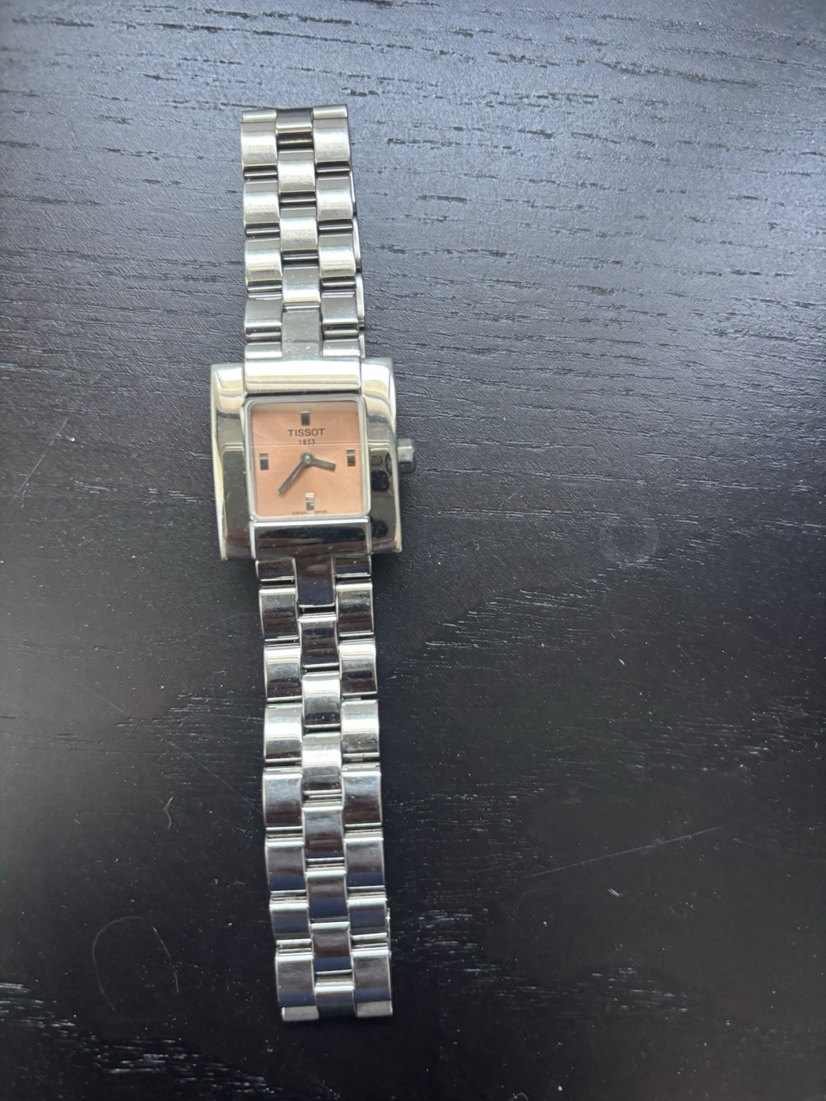 Tissot 1853 Women’s Analog Quartz Wristwatch Square Pink Dial SS Bracelet