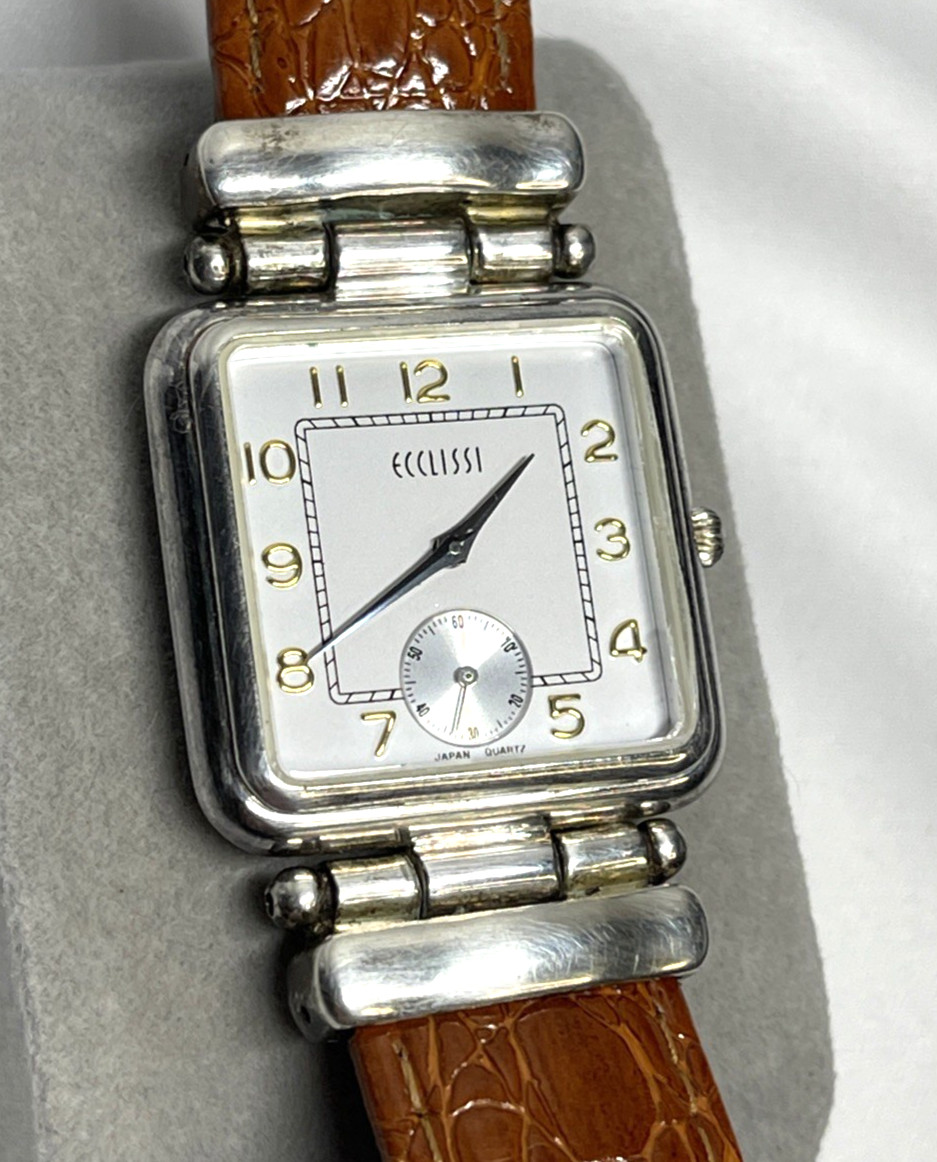 Ecclissi 787 Sterling Silver Swiss Quartz Seconds Dial Ladies Watch New Battery
