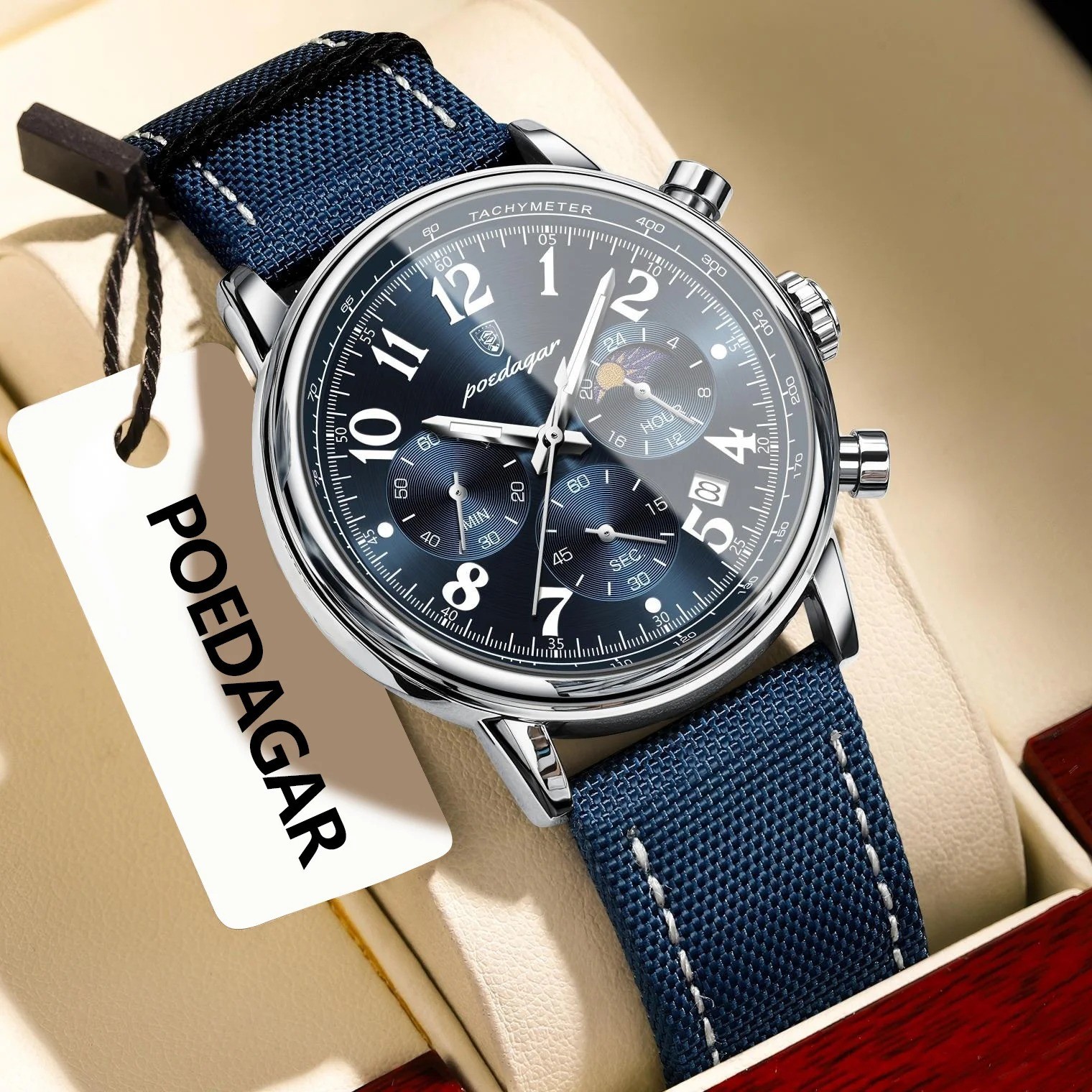 POEDAGAR Military Luxury Men Wristwatch Waterproof Luminous Chronograph Date Qua