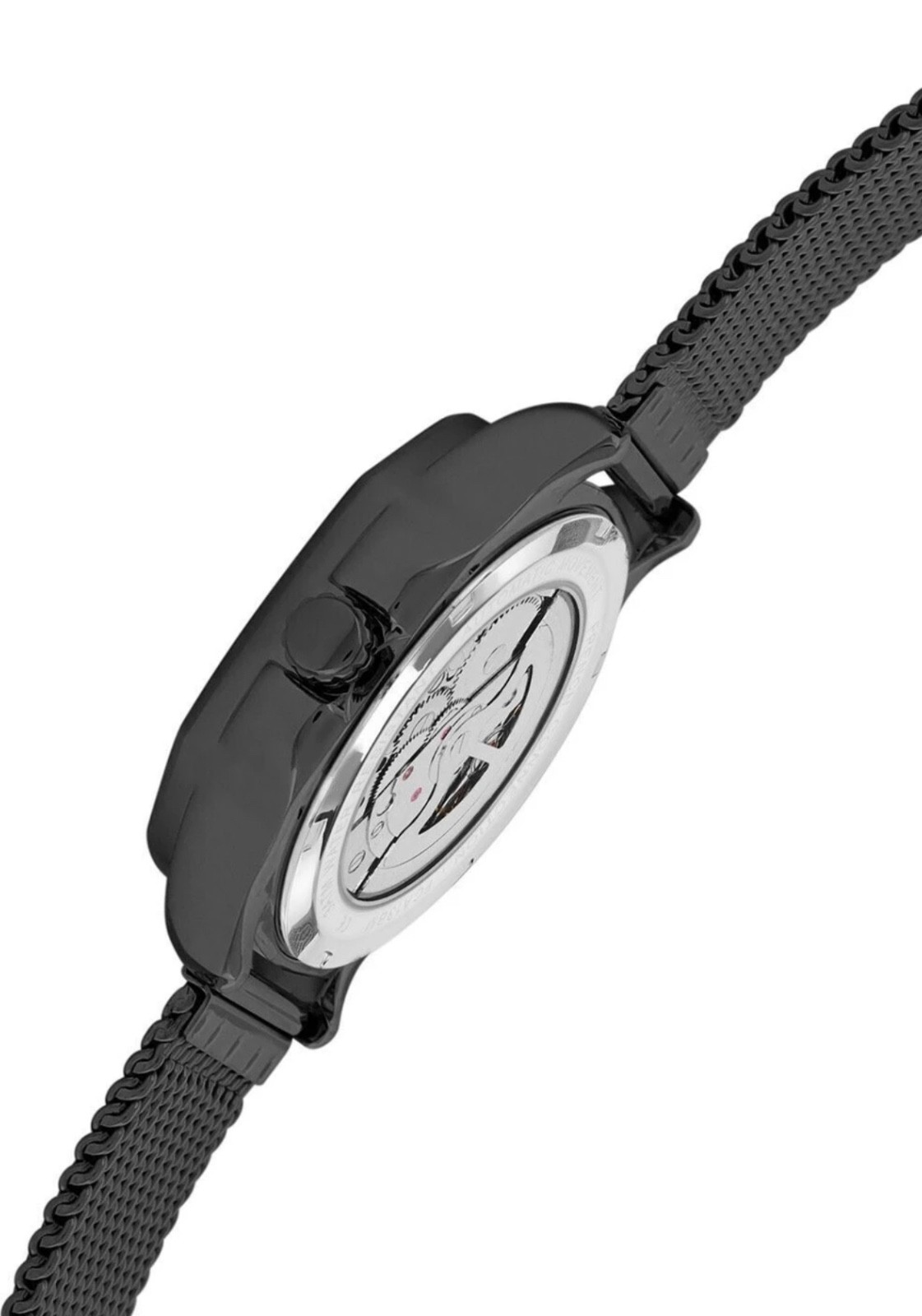 French Connection Automatic Men’s Skeleton Watch Mesh Strap Black & Gold