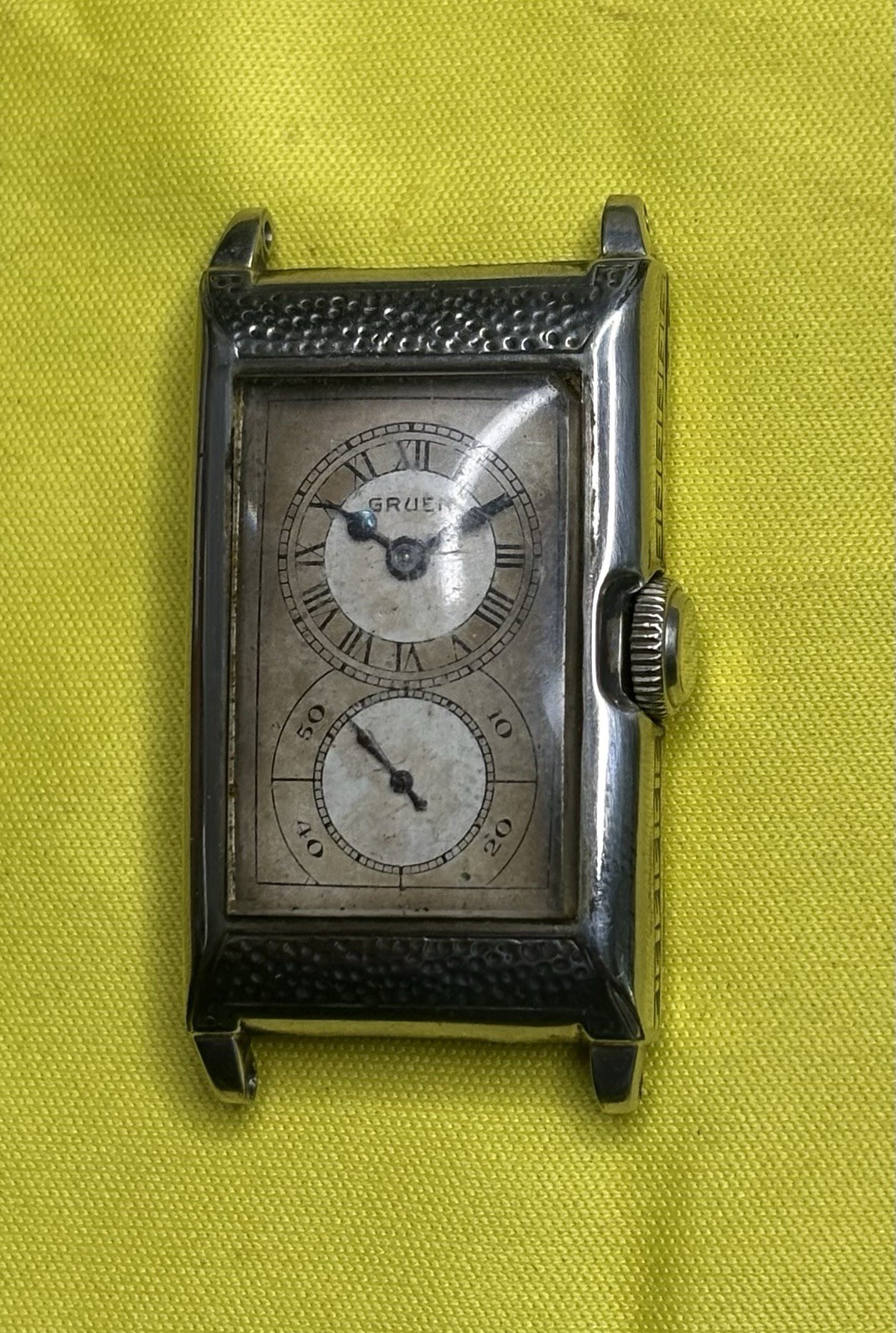 Vintage Gruen 877 Techni-Quadron Men’s Mechanical Wristwatch 14k White GF No Run