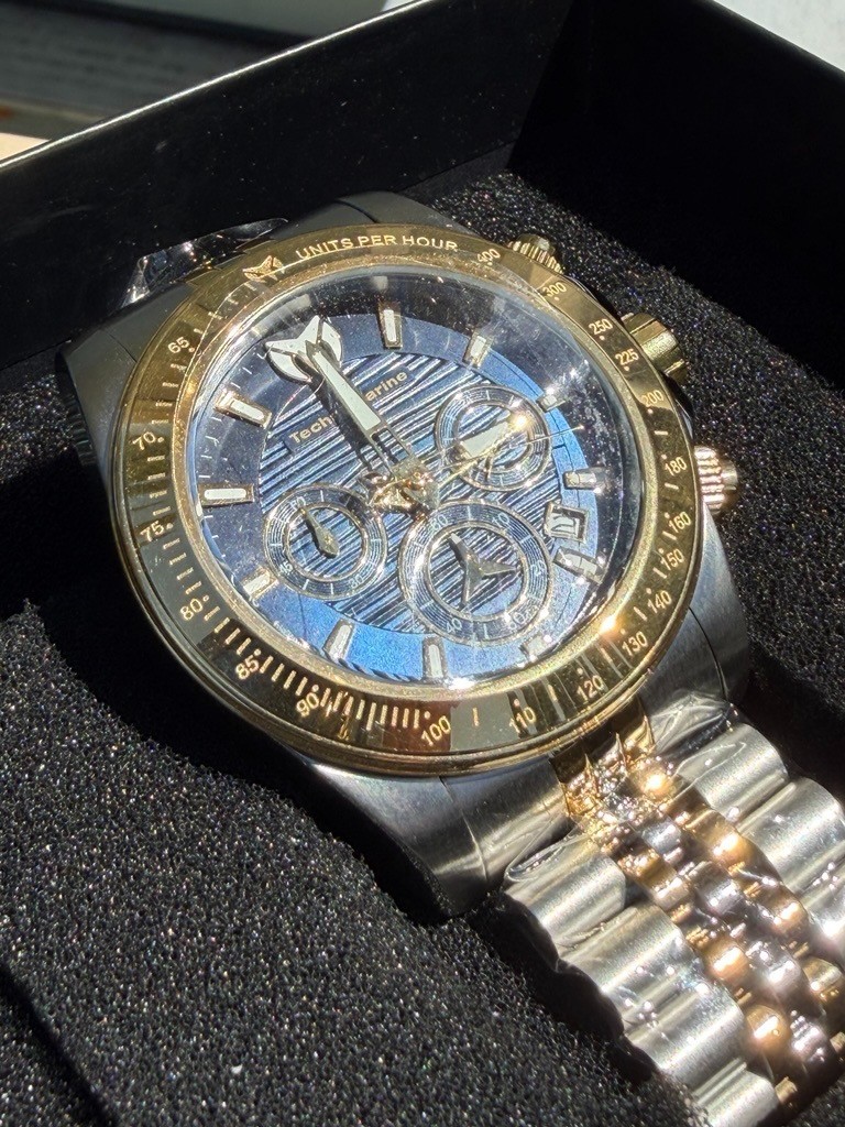 Technomarine Men’s Watch Manta Ray Chrono Yellow Gold Steel Bracelet TM-219021