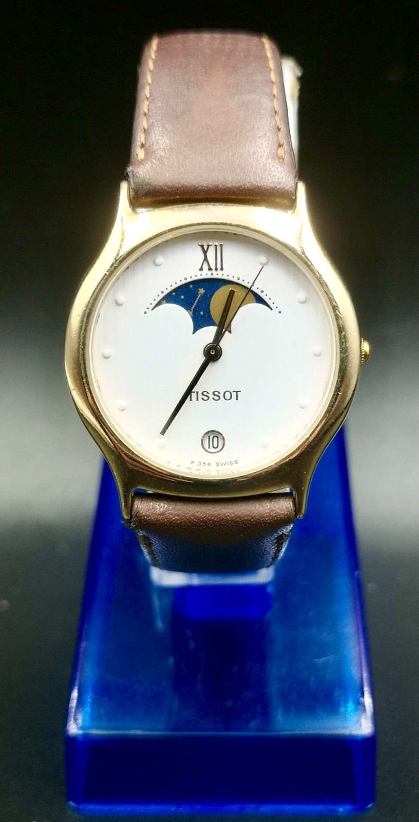Vintage and Rare TISSOT Moonphase Unisex quartz watch. Mineral Crystal. F356