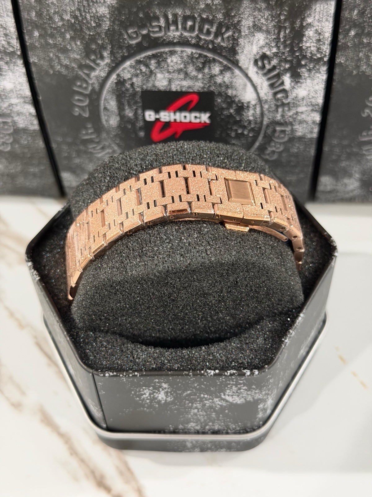 Casio GA-2100 G-Shock Watch – Sandblasted Gold Rose Frosted – Black Dial