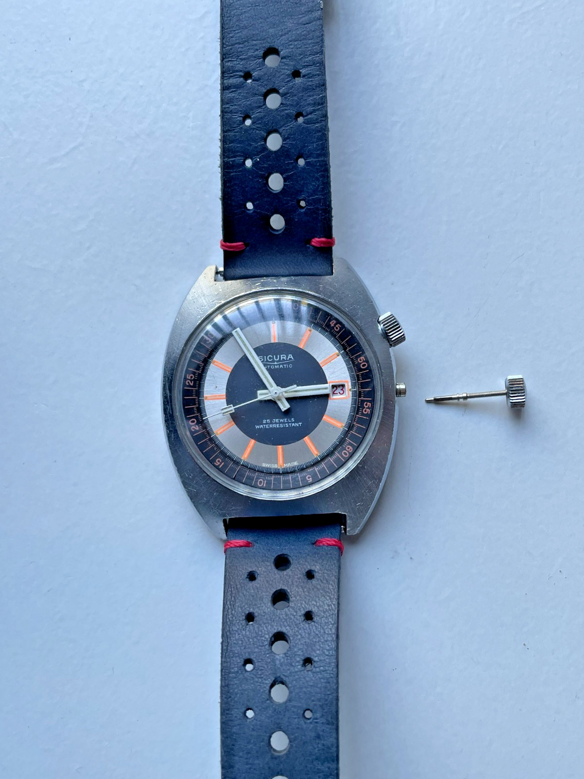 Vintage Sicura Automatic Diver Watch 25 Jewels 1970s Spares Repairs
